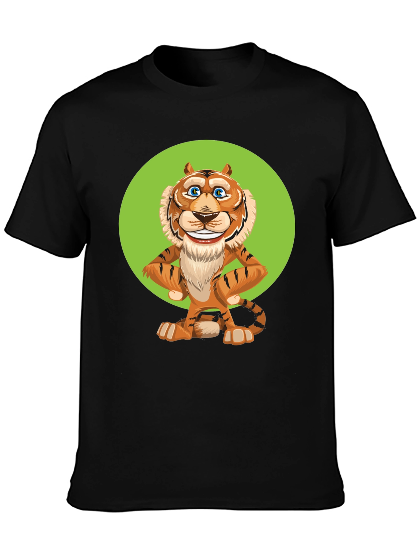 Camiseta Negra con Tigre Caricatura