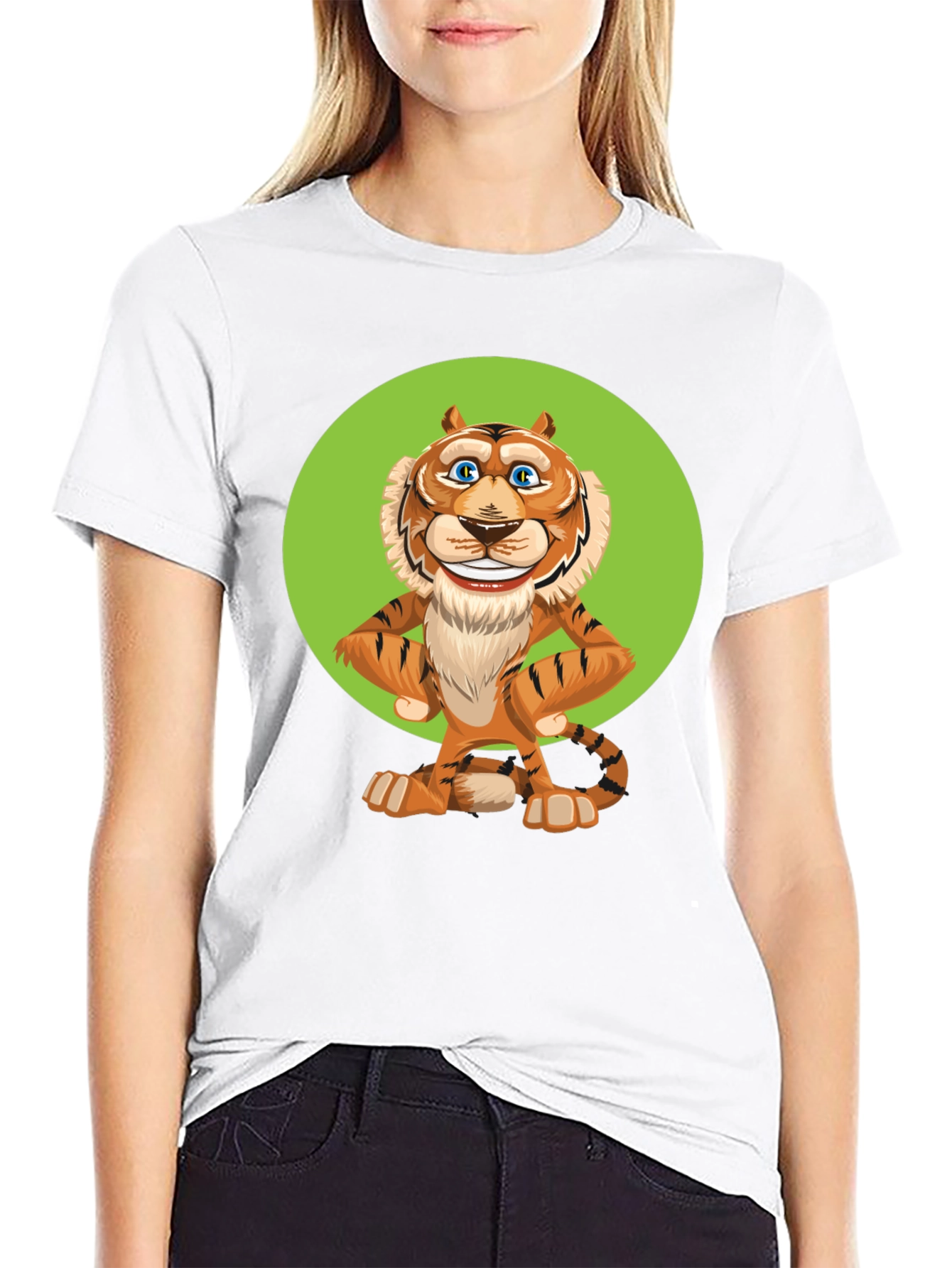 Camiseta Negra con Tigre Caricatura