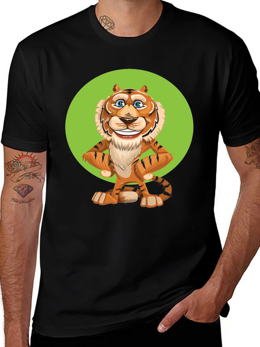 Camiseta Negra con Tigre Caricatura