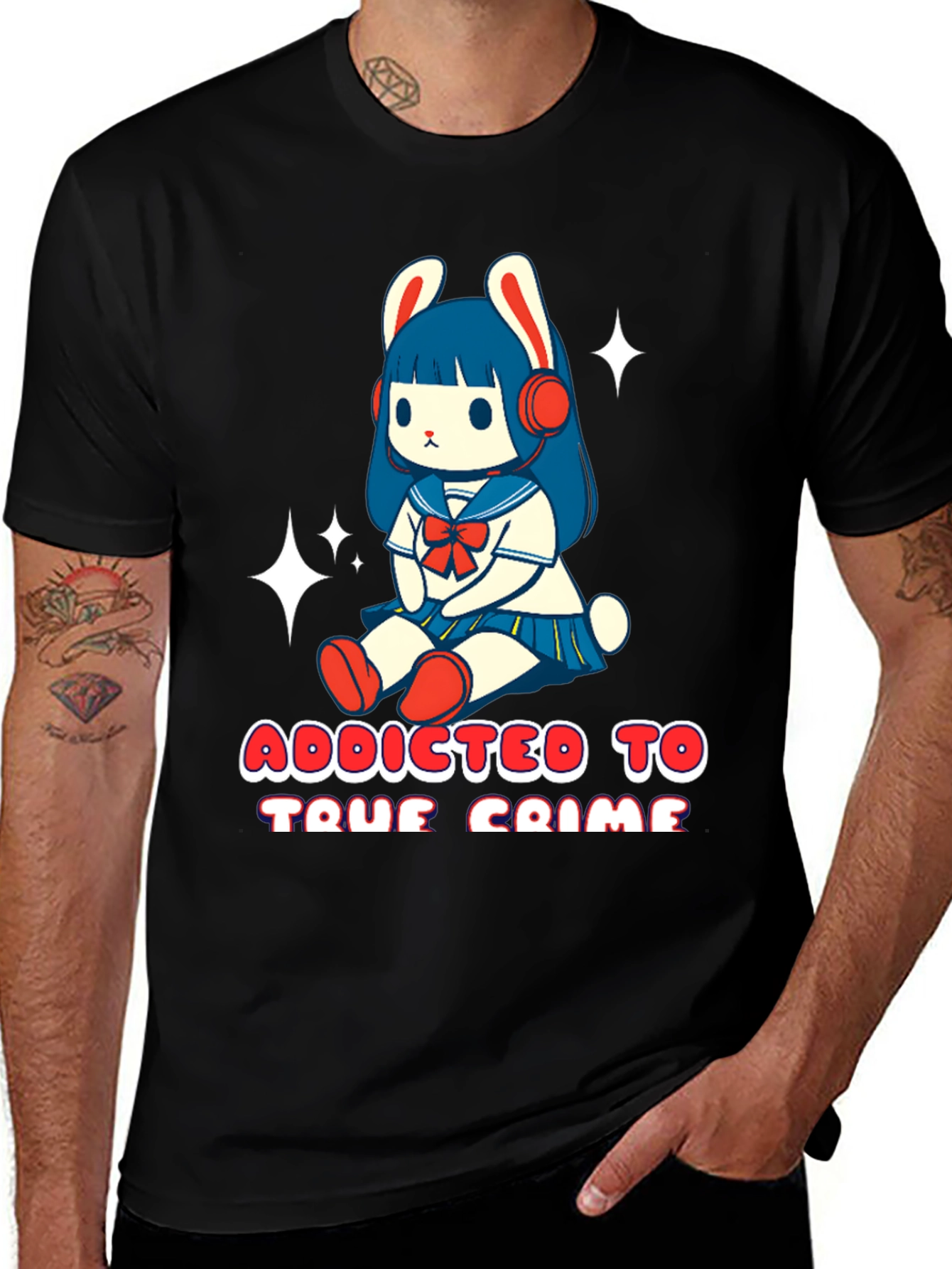Camiseta Negra con Diseño Adicta al Crimen