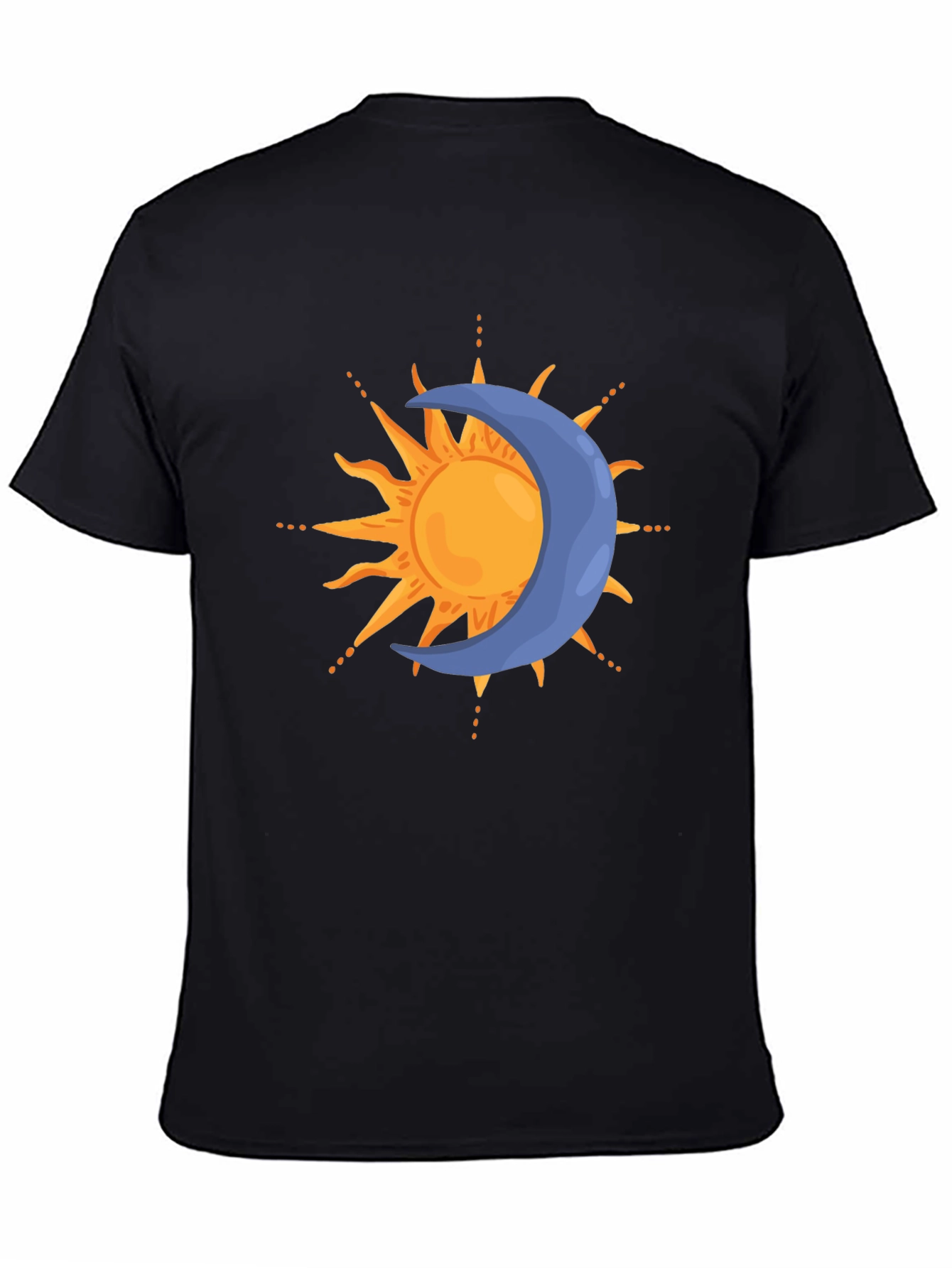 Camiseta Negra Sol y Luna Estilizada para Hombre