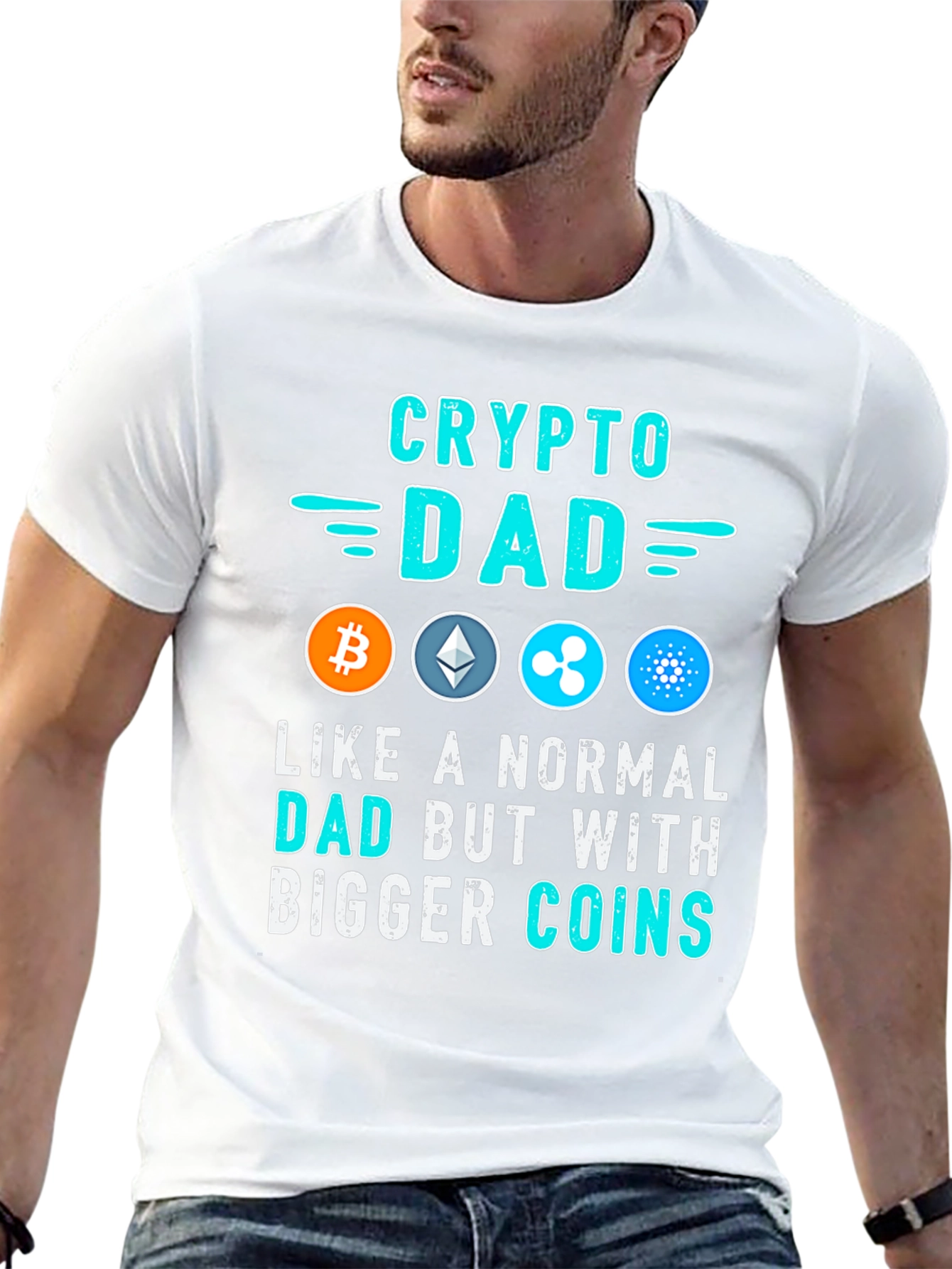 Camiseta Crypto Dad: Bitcoin Ethereum Cardano