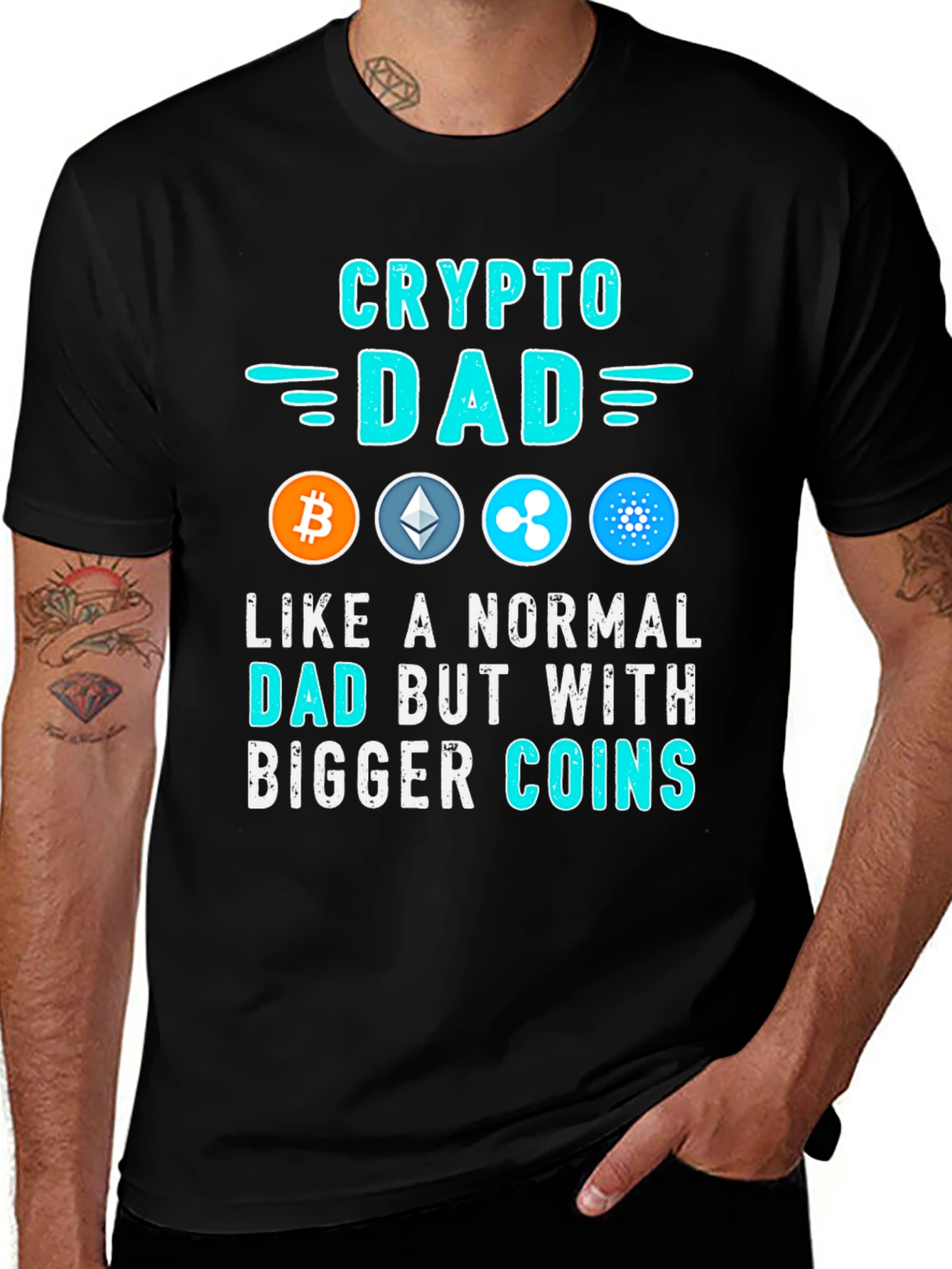 Camiseta Crypto Dad: Bitcoin Ethereum Cardano