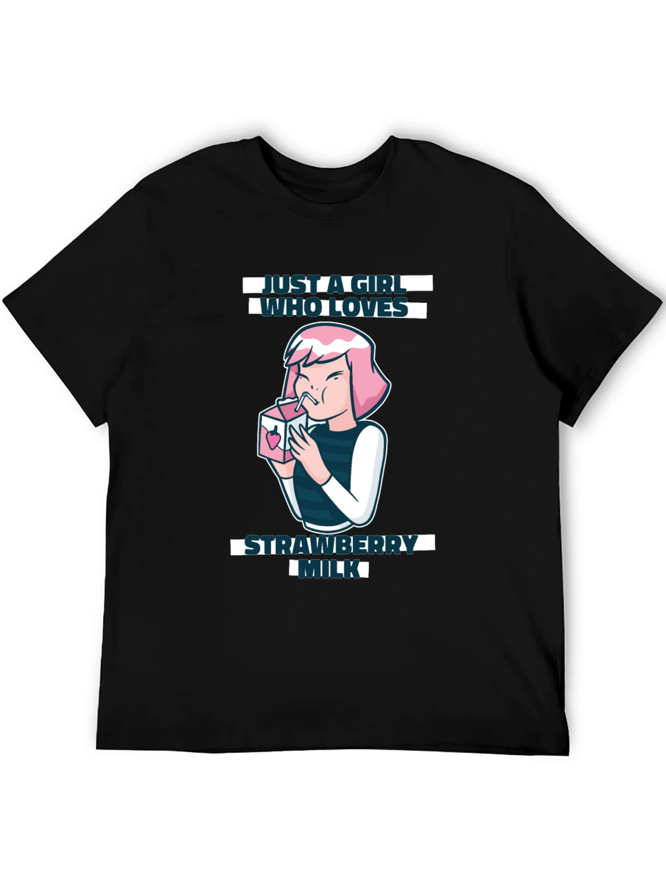 Camiseta Negra Strawberry Milk