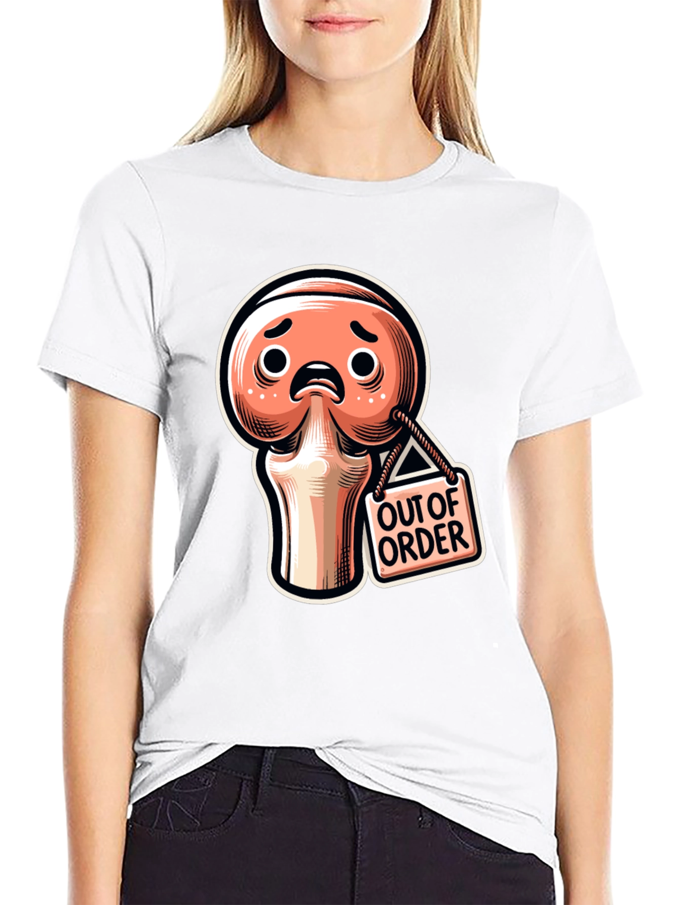 Camiseta Negra Fuera de Servicio con Diseño Articulación