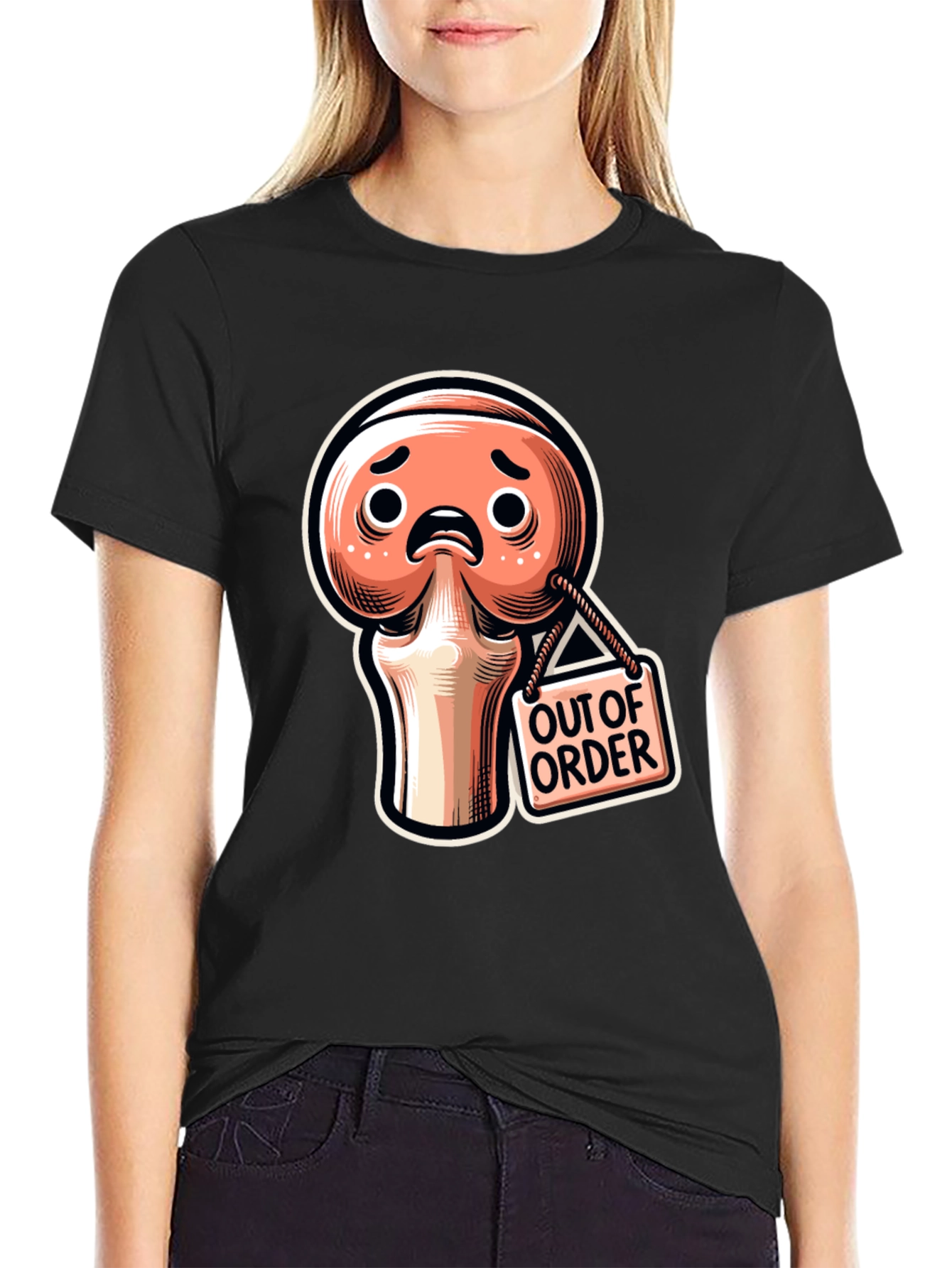 Camiseta Negra Fuera de Servicio con Diseño Articulación