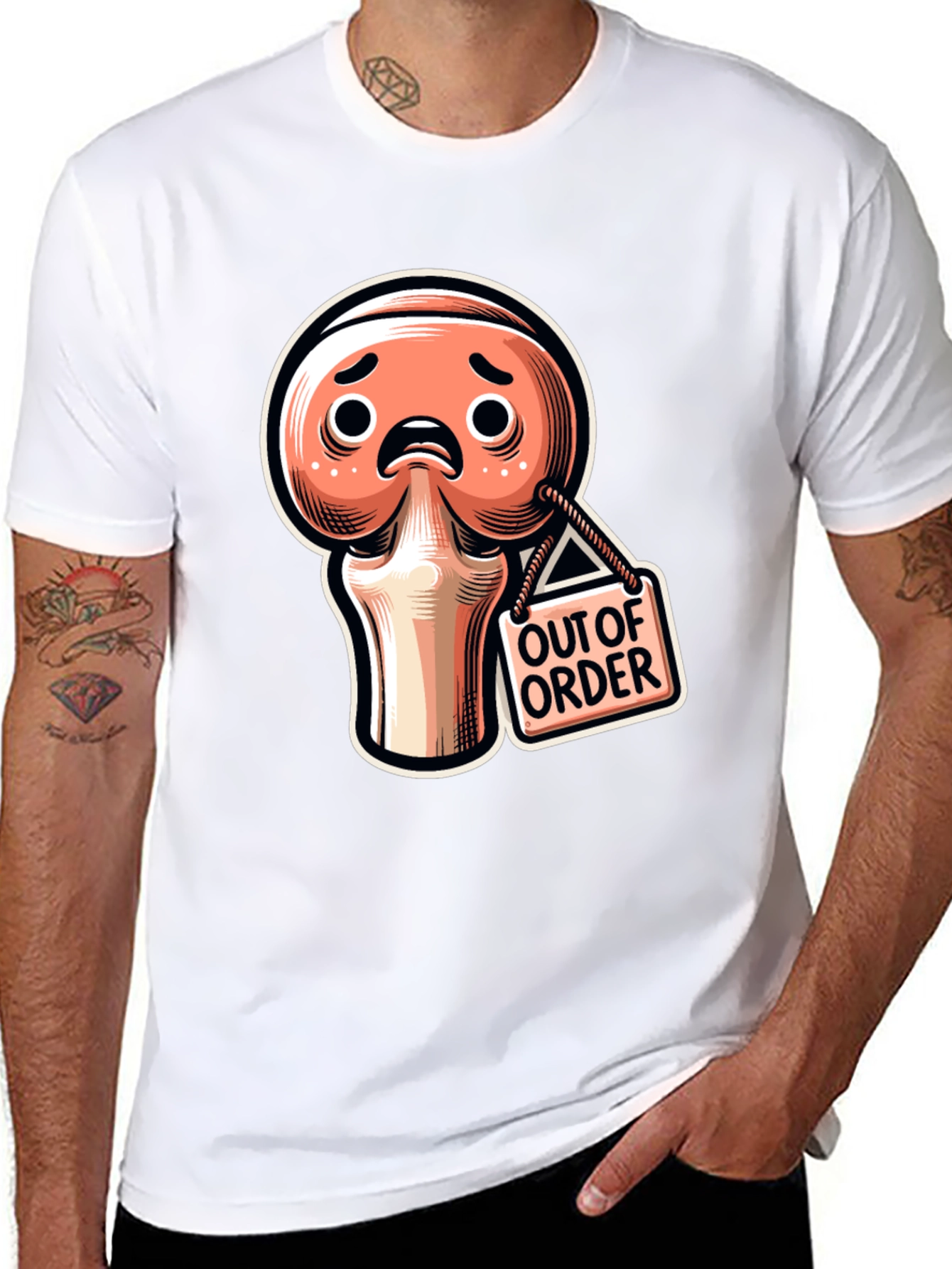 Camiseta Negra Fuera de Servicio con Diseño Articulación