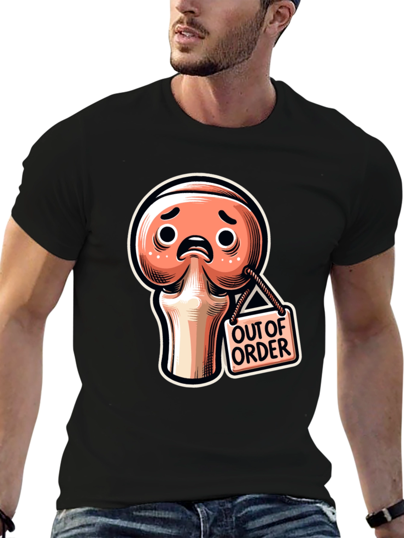 Camiseta Negra Fuera de Servicio con Diseño Articulación