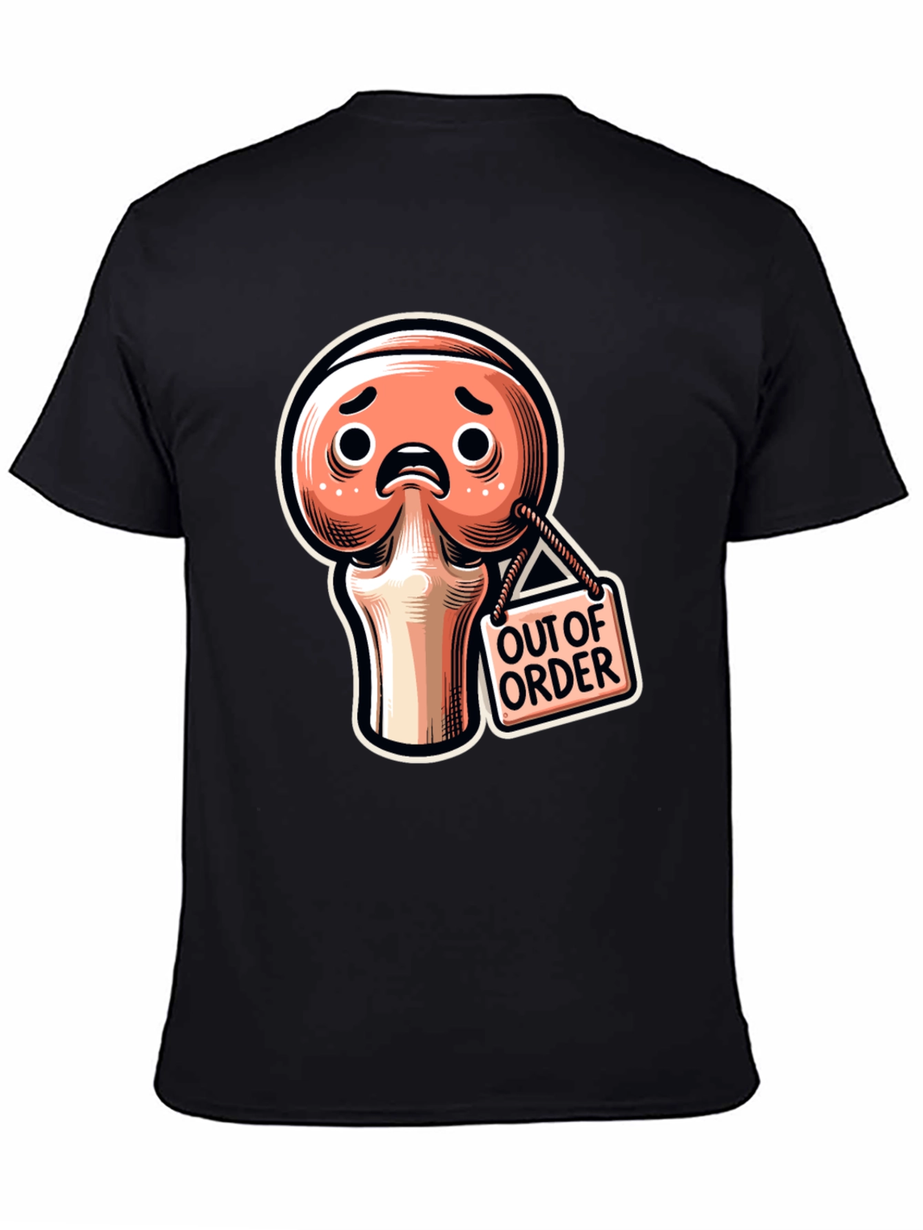 Camiseta Negra Fuera de Servicio con Diseño Articulación