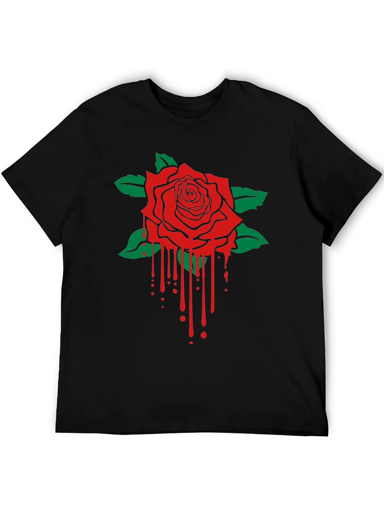 Camiseta Negra con Rosa Roja