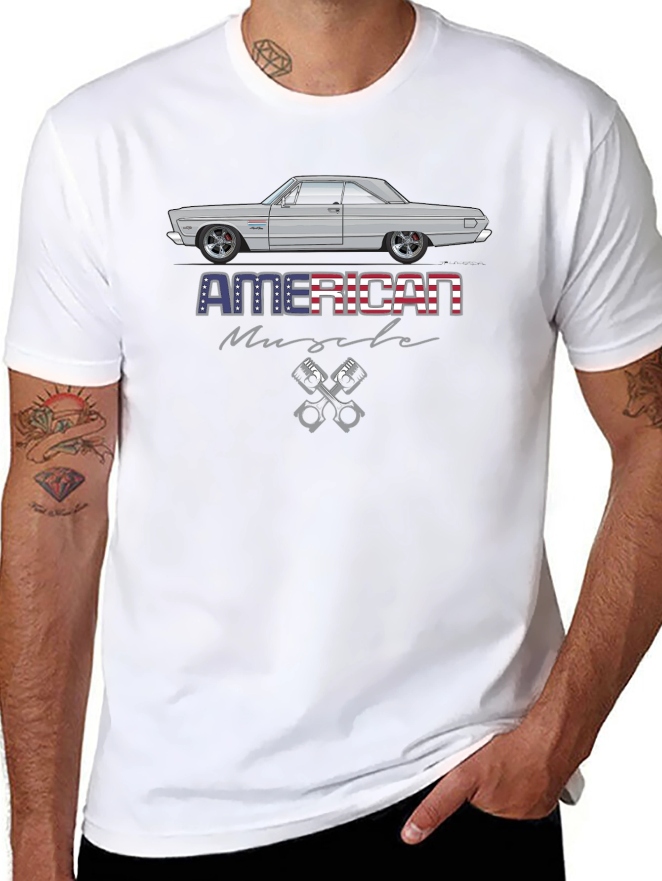 Camiseta Negra American Muscle con Coche Clásico