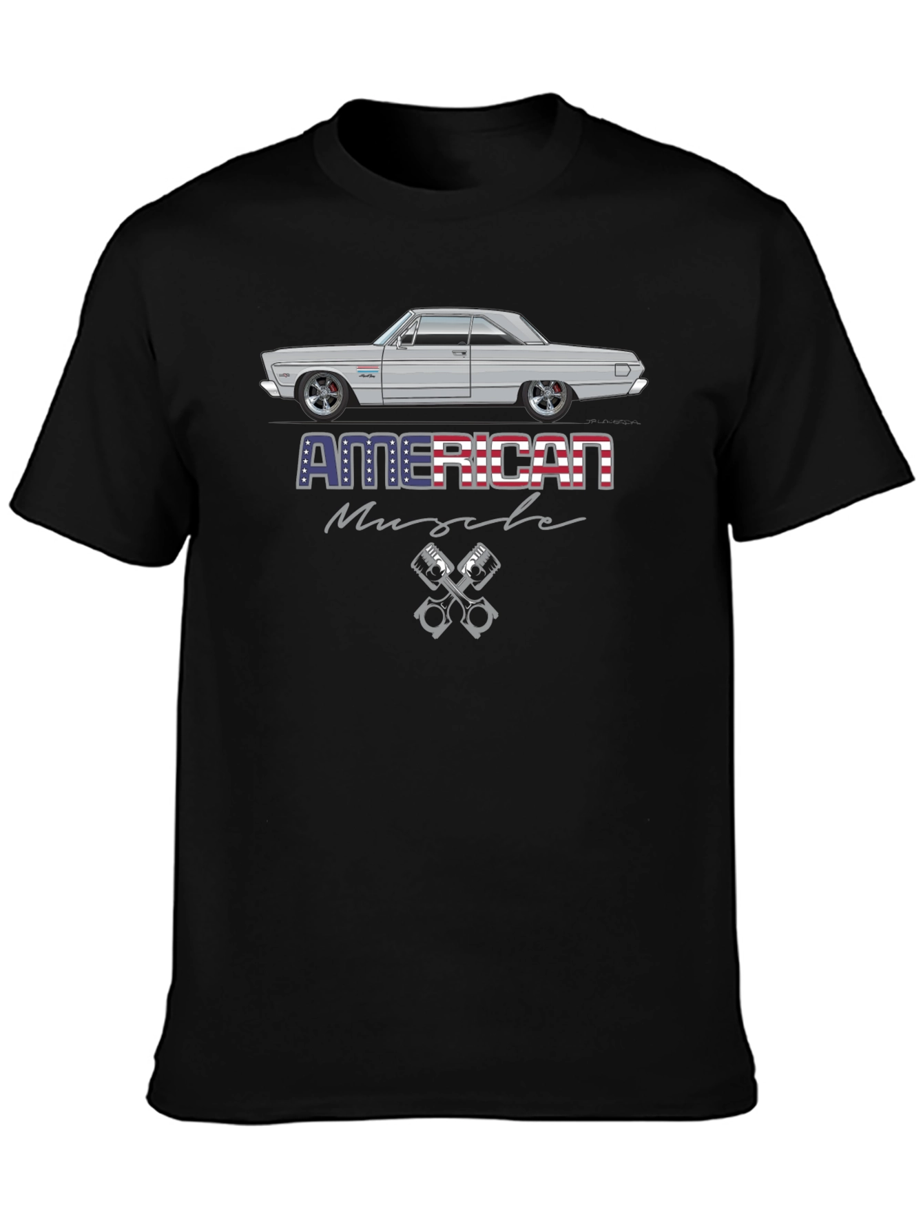 Camiseta Negra American Muscle con Coche Clásico