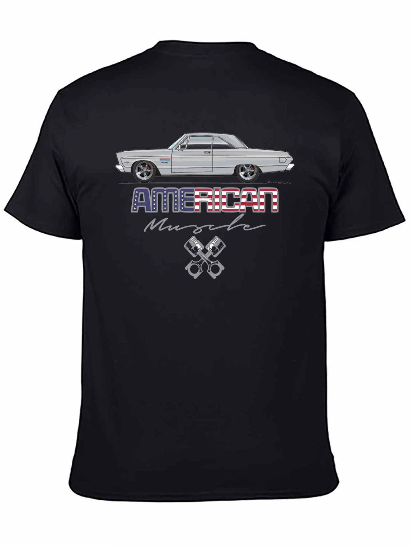 Camiseta Negra American Muscle con Coche Clásico