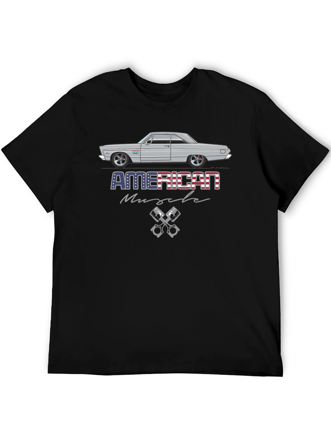 Camiseta Negra American Muscle con Coche Clásico
