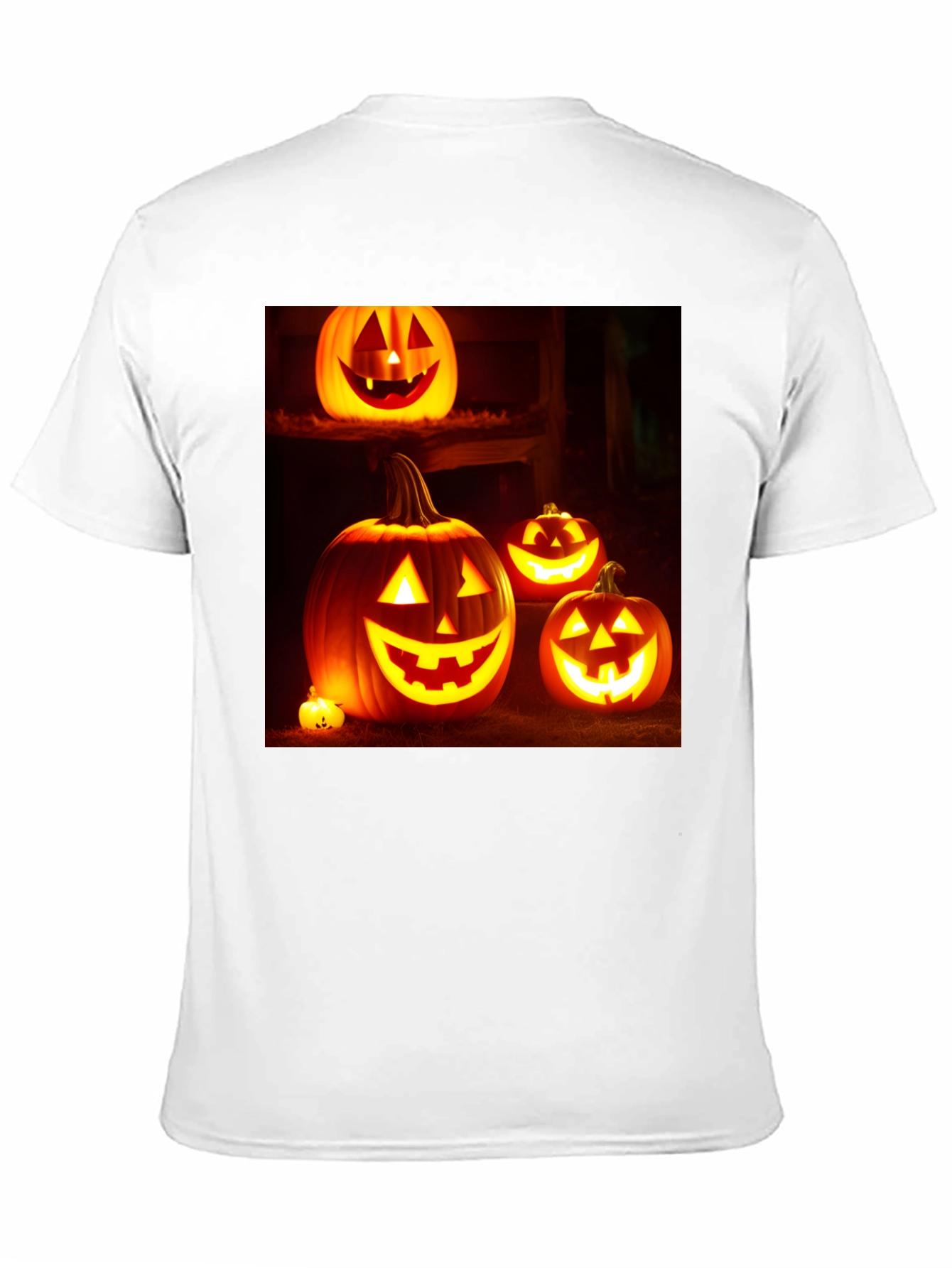 Camiseta Negra con Diseño de Calabazas Halloween