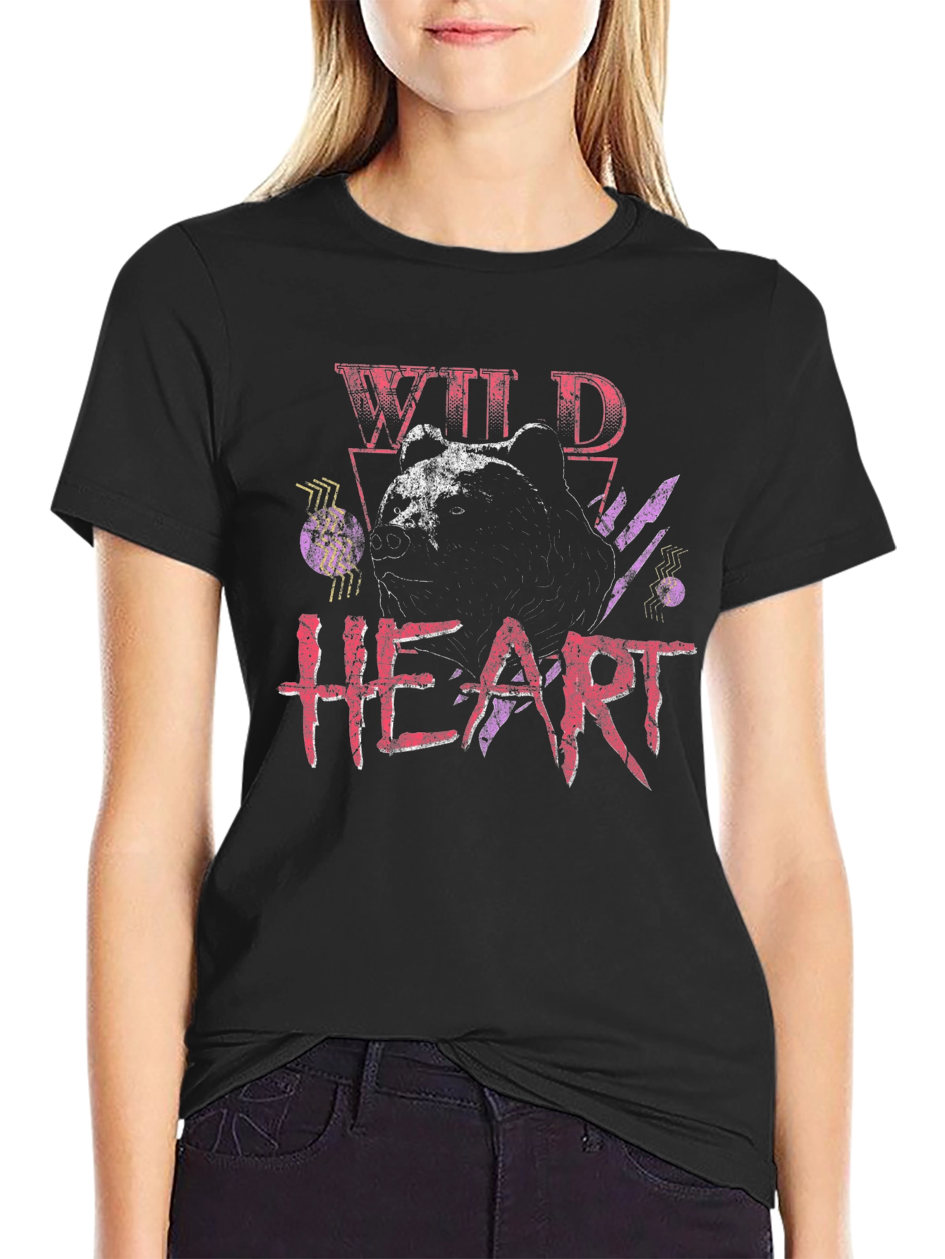 Camiseta Negra Wild Heart Diseño Oso