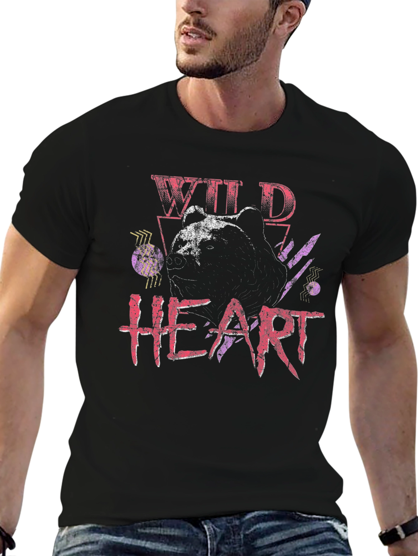 Camiseta Negra Wild Heart Diseño Oso