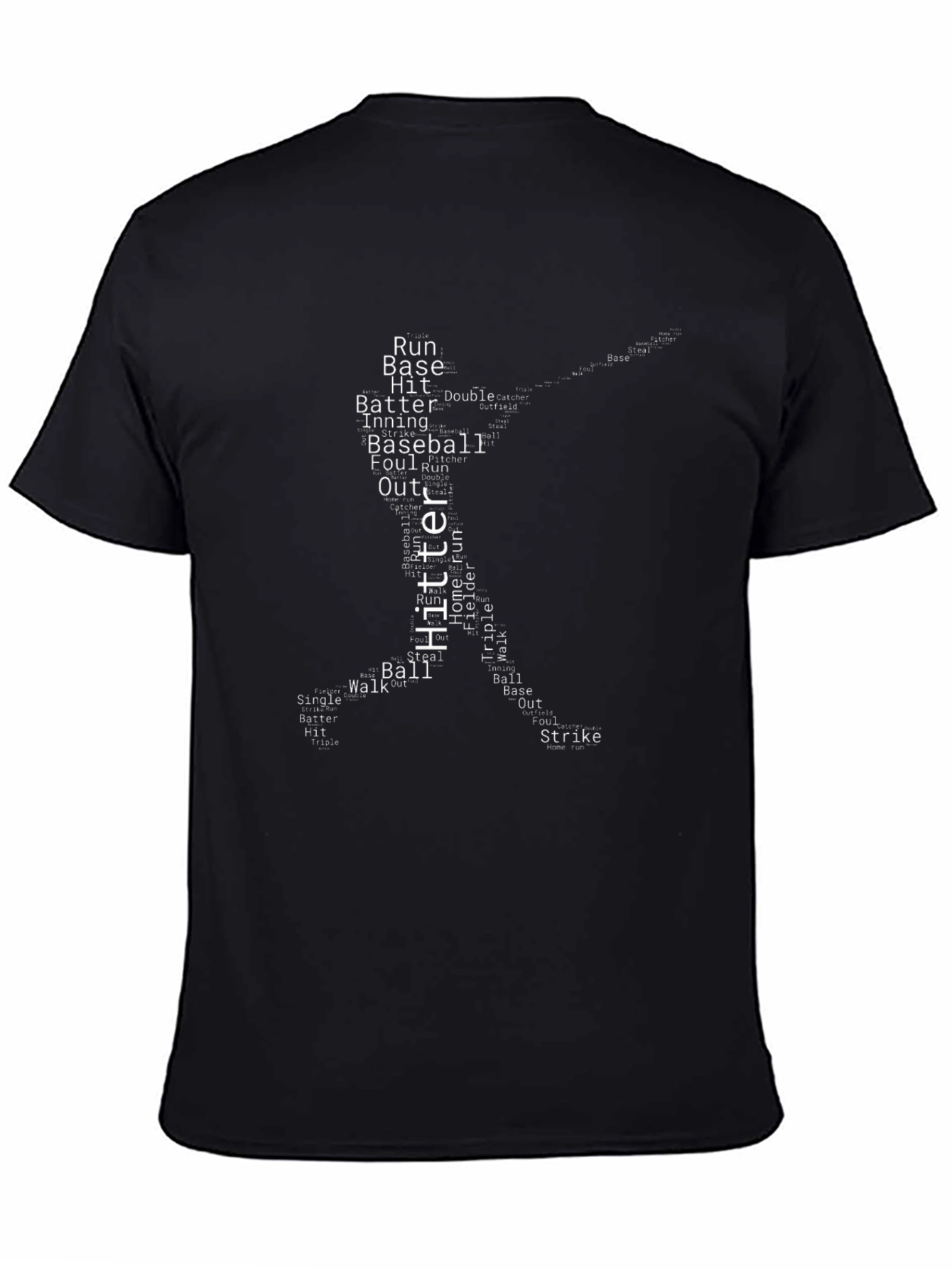 Camiseta Negra Beisbol Palabras Deportivas