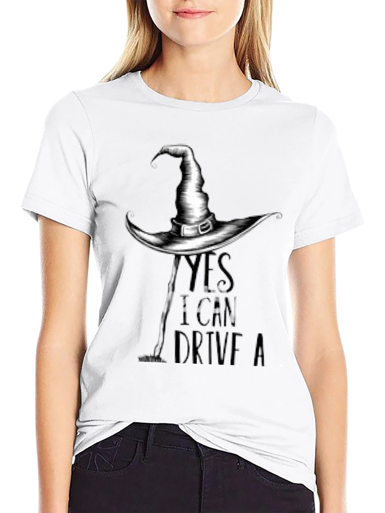 Camiseta Negra con Diseño de Bruja para Halloween