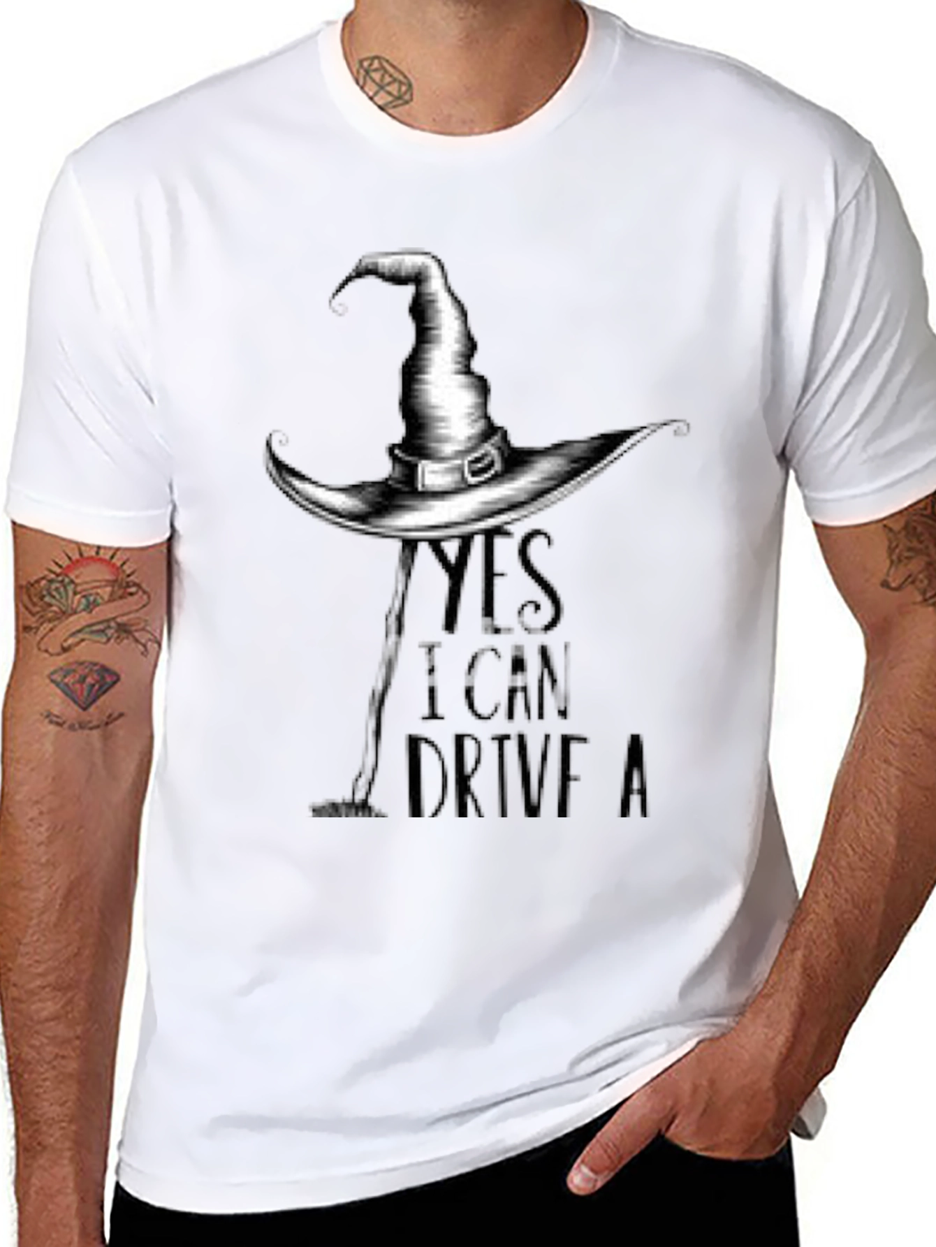 Camiseta Negra con Diseño de Bruja para Halloween