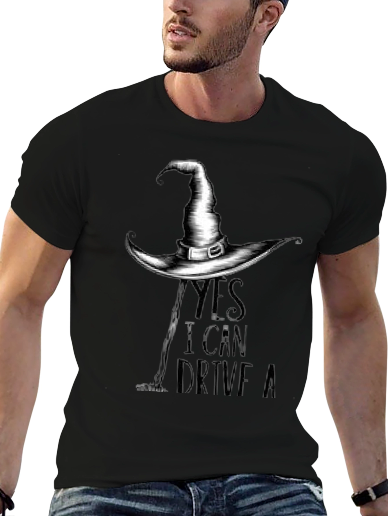 Camiseta Negra con Diseño de Bruja para Halloween