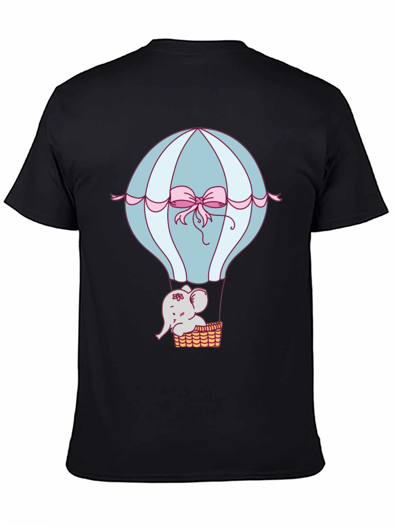 Camiseta Negra con Diseño de Globo y Elefante