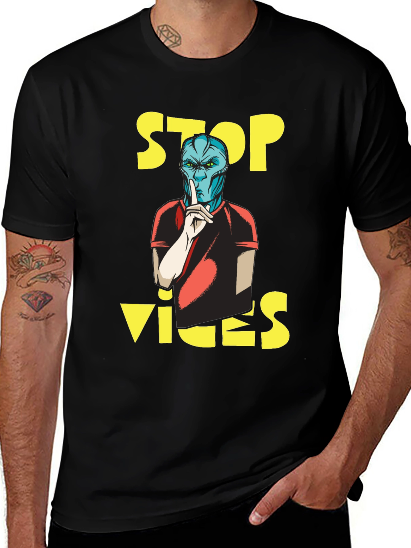 Camiseta Negra Stop Vices