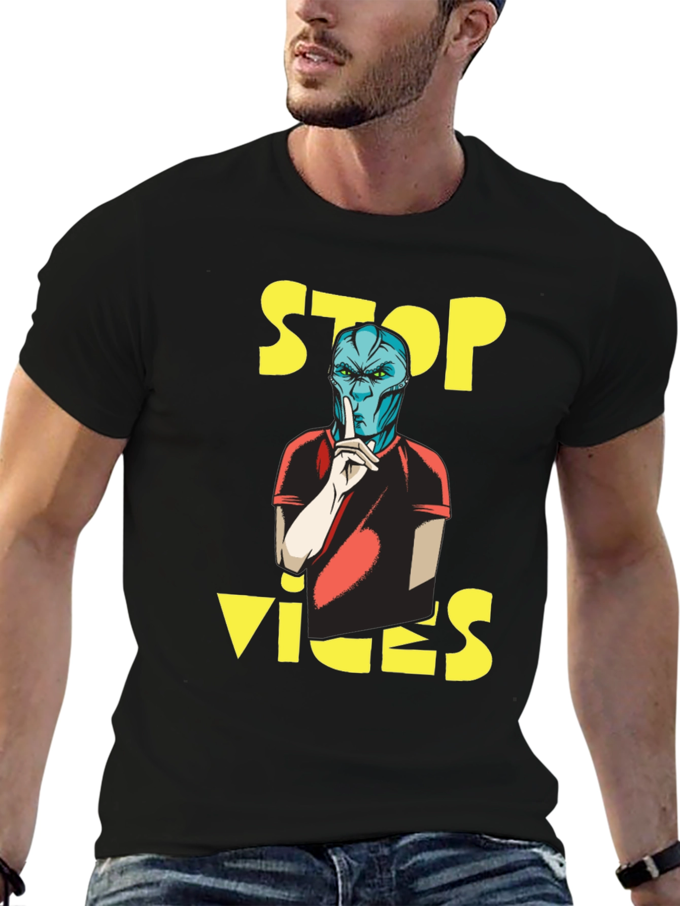 Camiseta Negra Stop Vices
