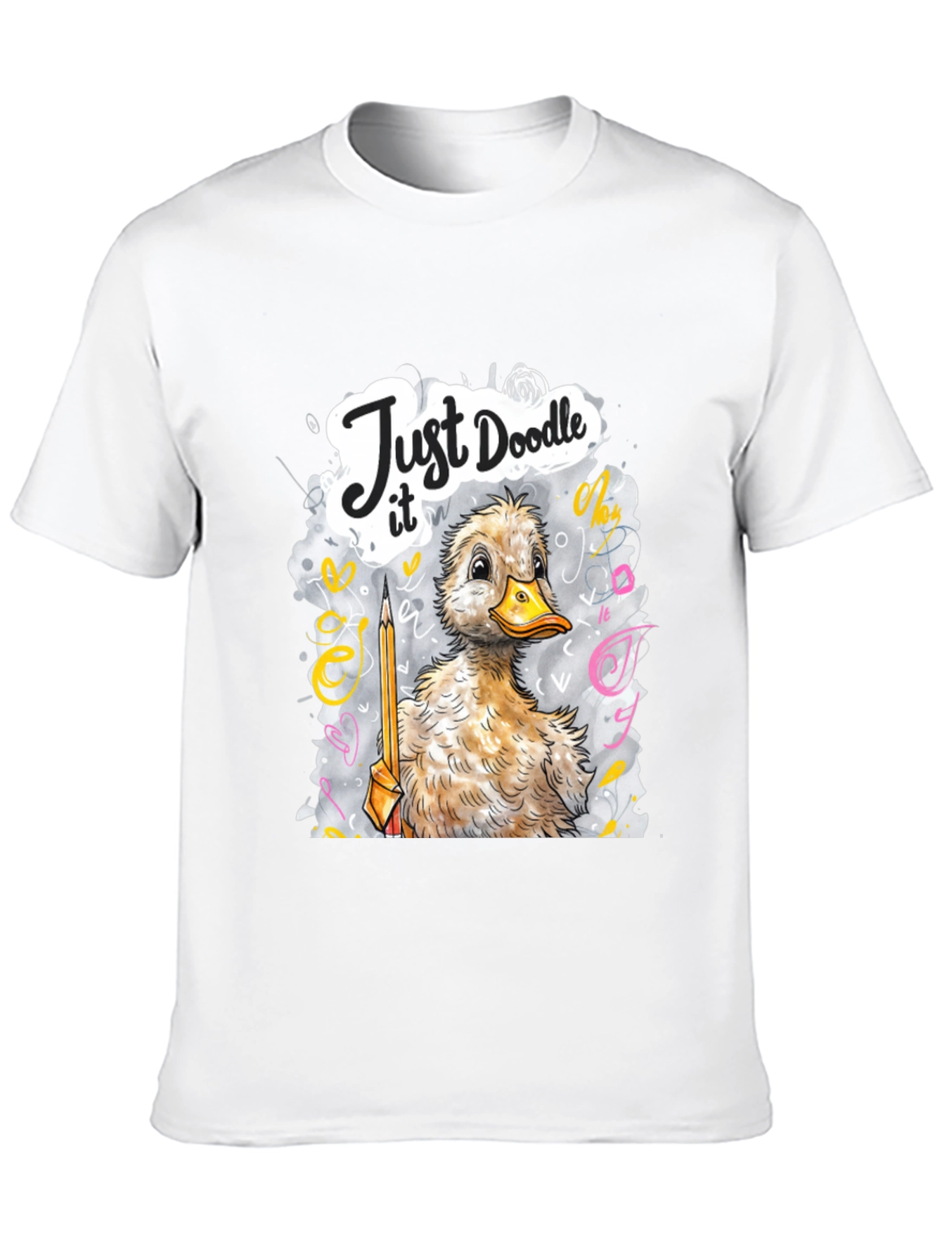 Camiseta Negra con Dibujo de Pato Doodle