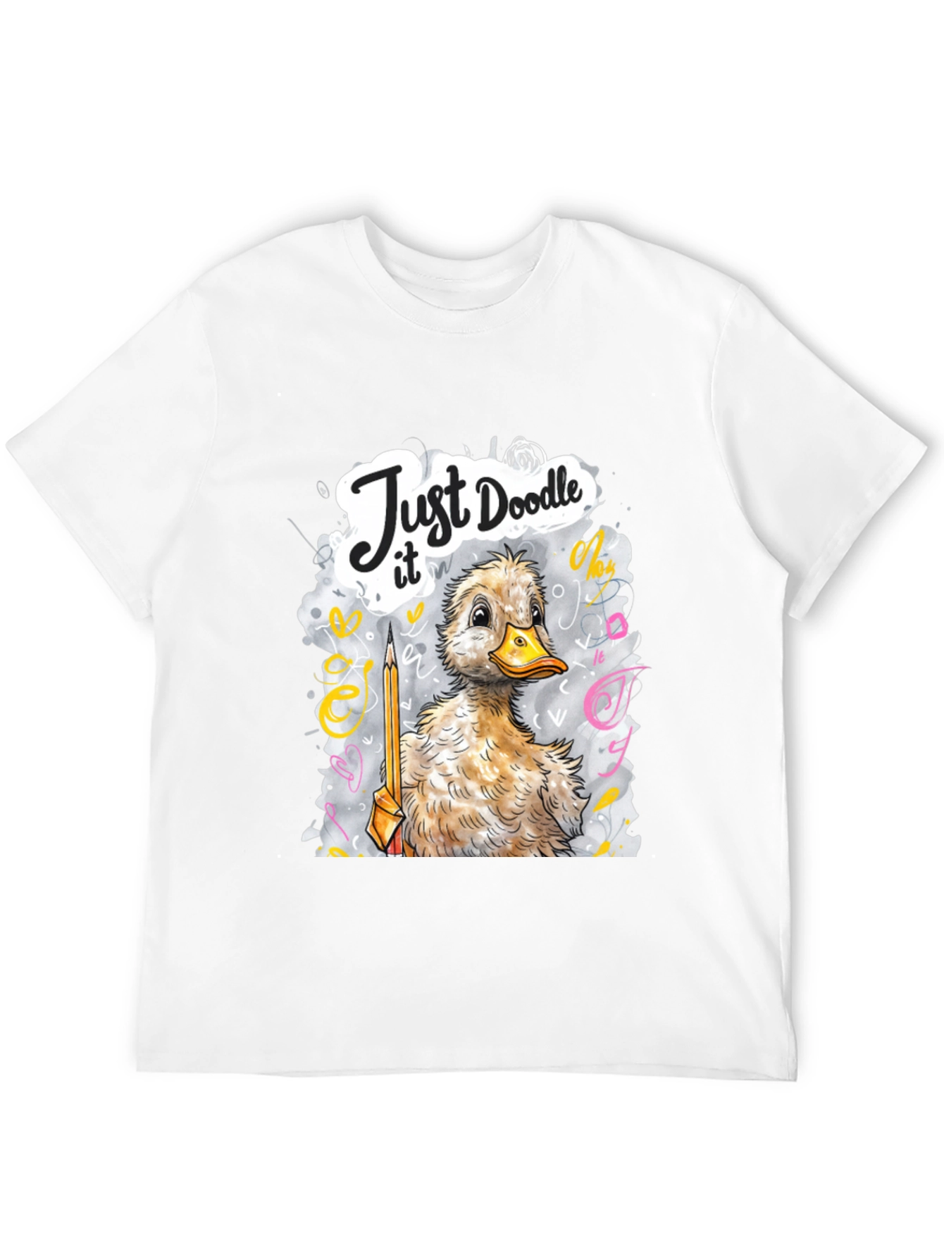 Camiseta Negra con Dibujo de Pato Doodle
