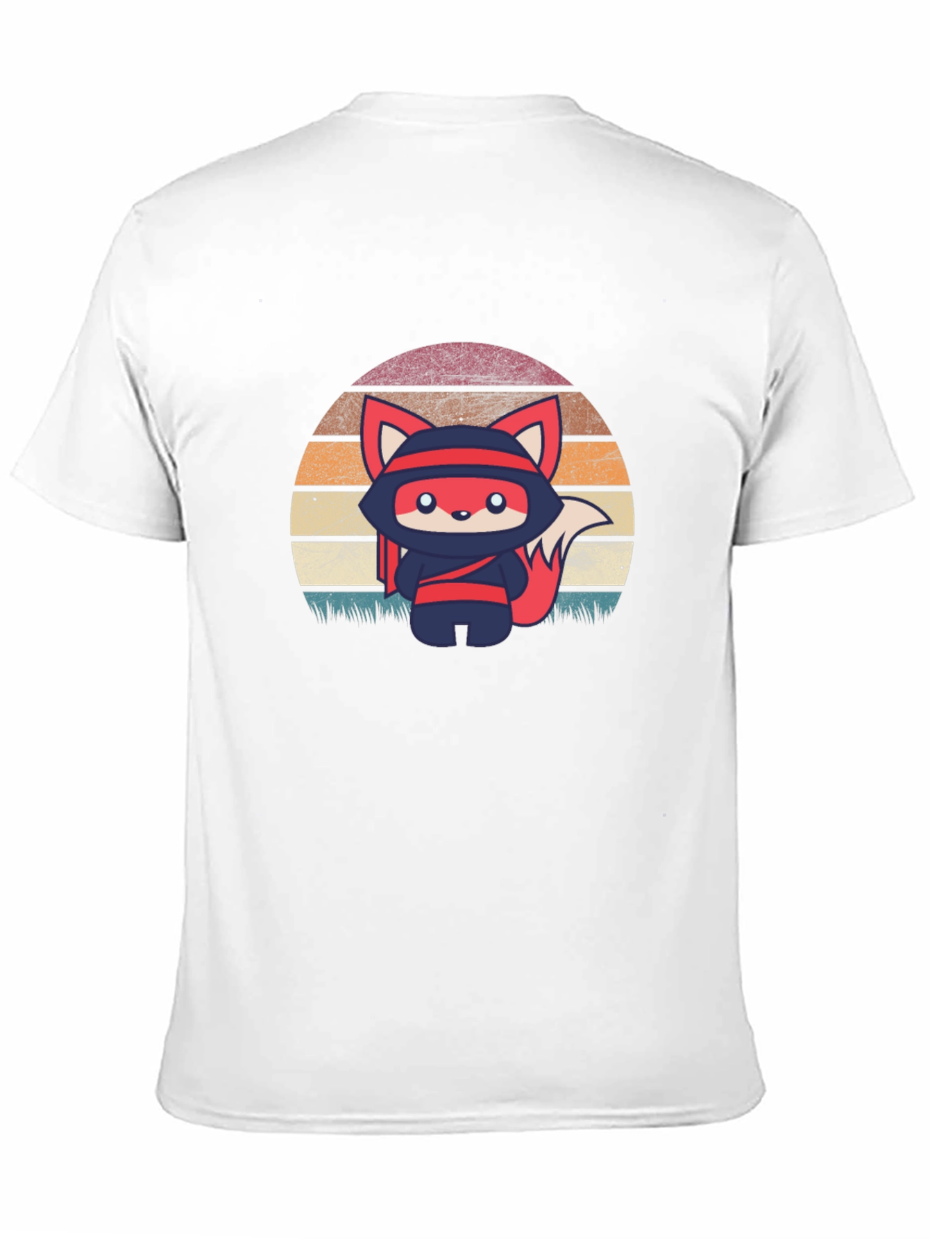 Camiseta Negra con Diseño de Zorro Ninja Retro