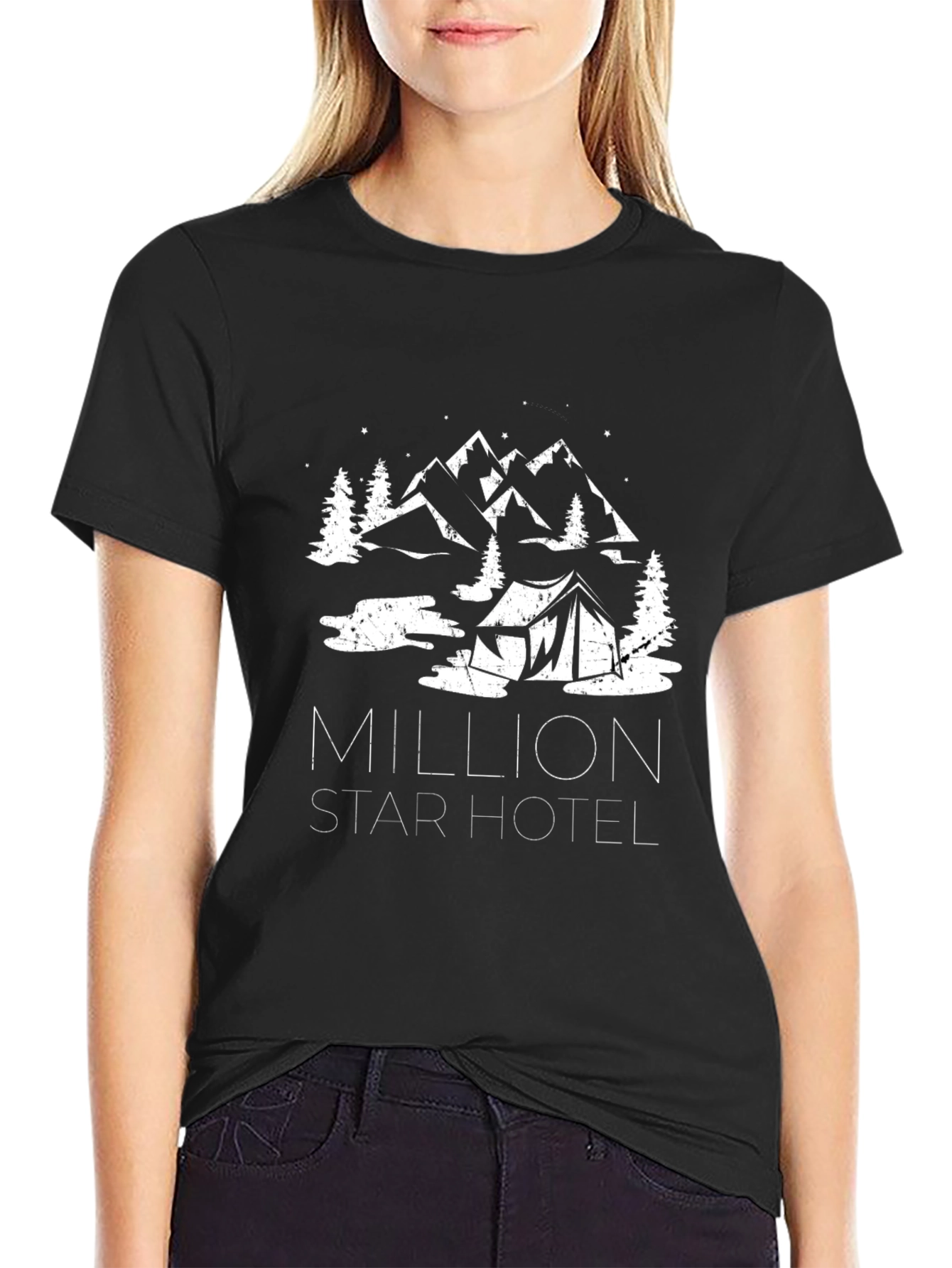 Camiseta Negra Million Star Hotel para Aventureros