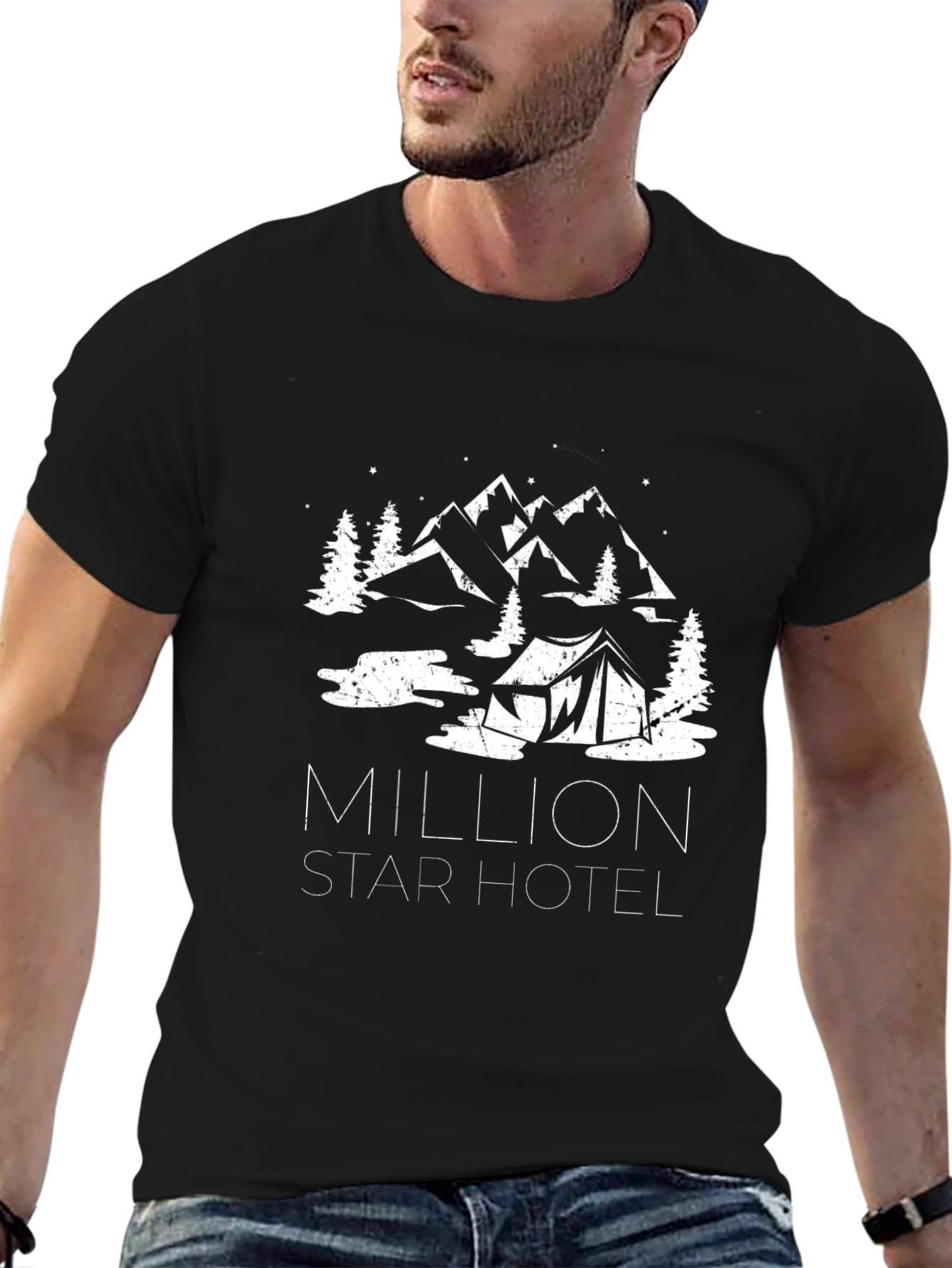 Camiseta Negra Million Star Hotel para Aventureros