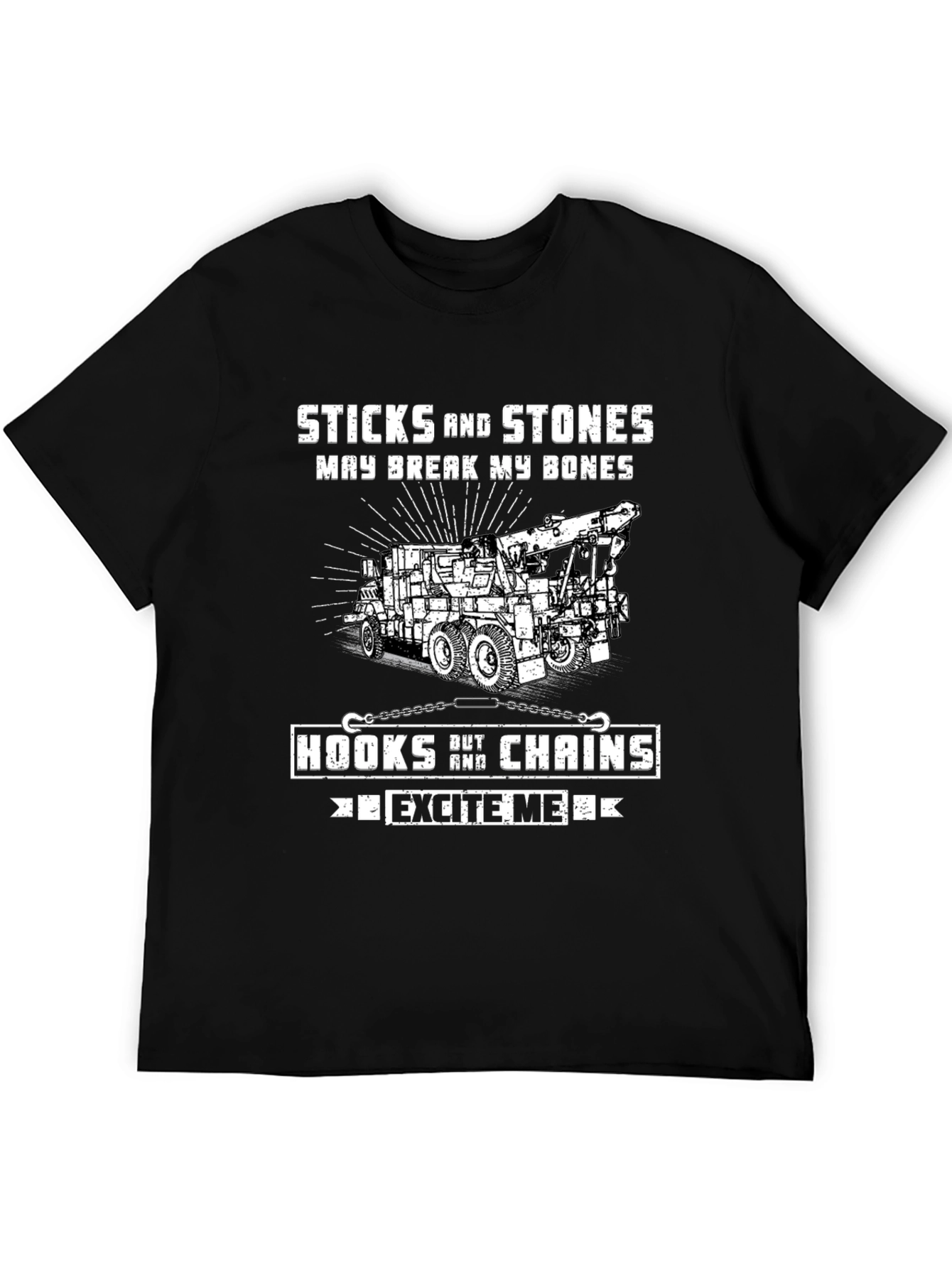 Camiseta Negra: Sticks and Stones para Amantes de Remolques