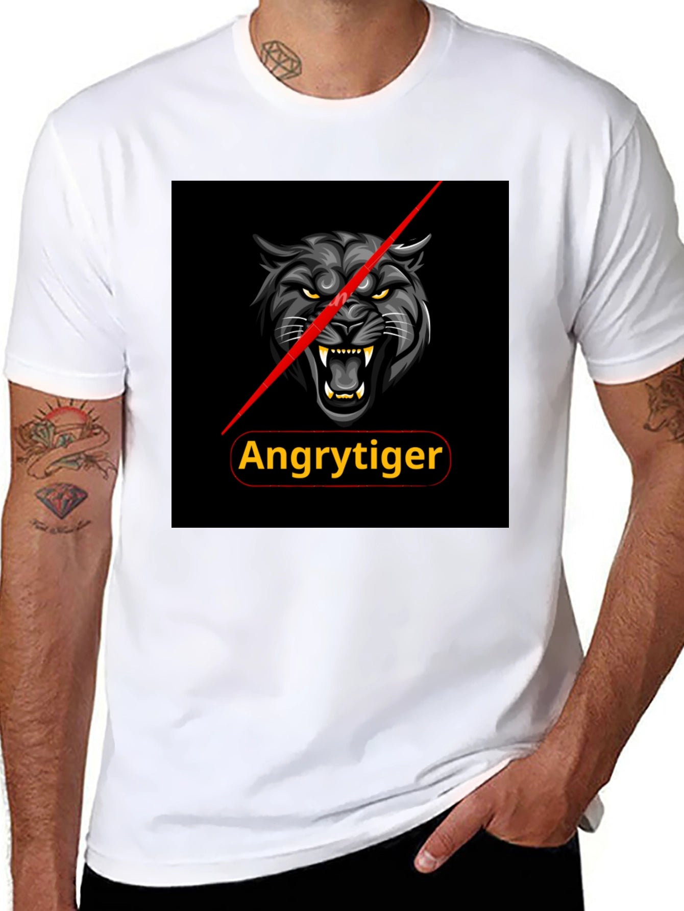 Camiseta Negra Angrytiger - Diseño Atrevido