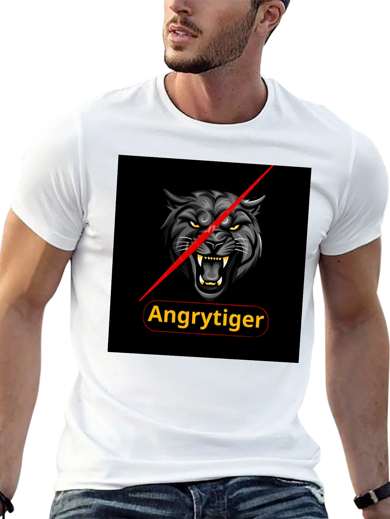 Camiseta Negra Angrytiger - Diseño Atrevido