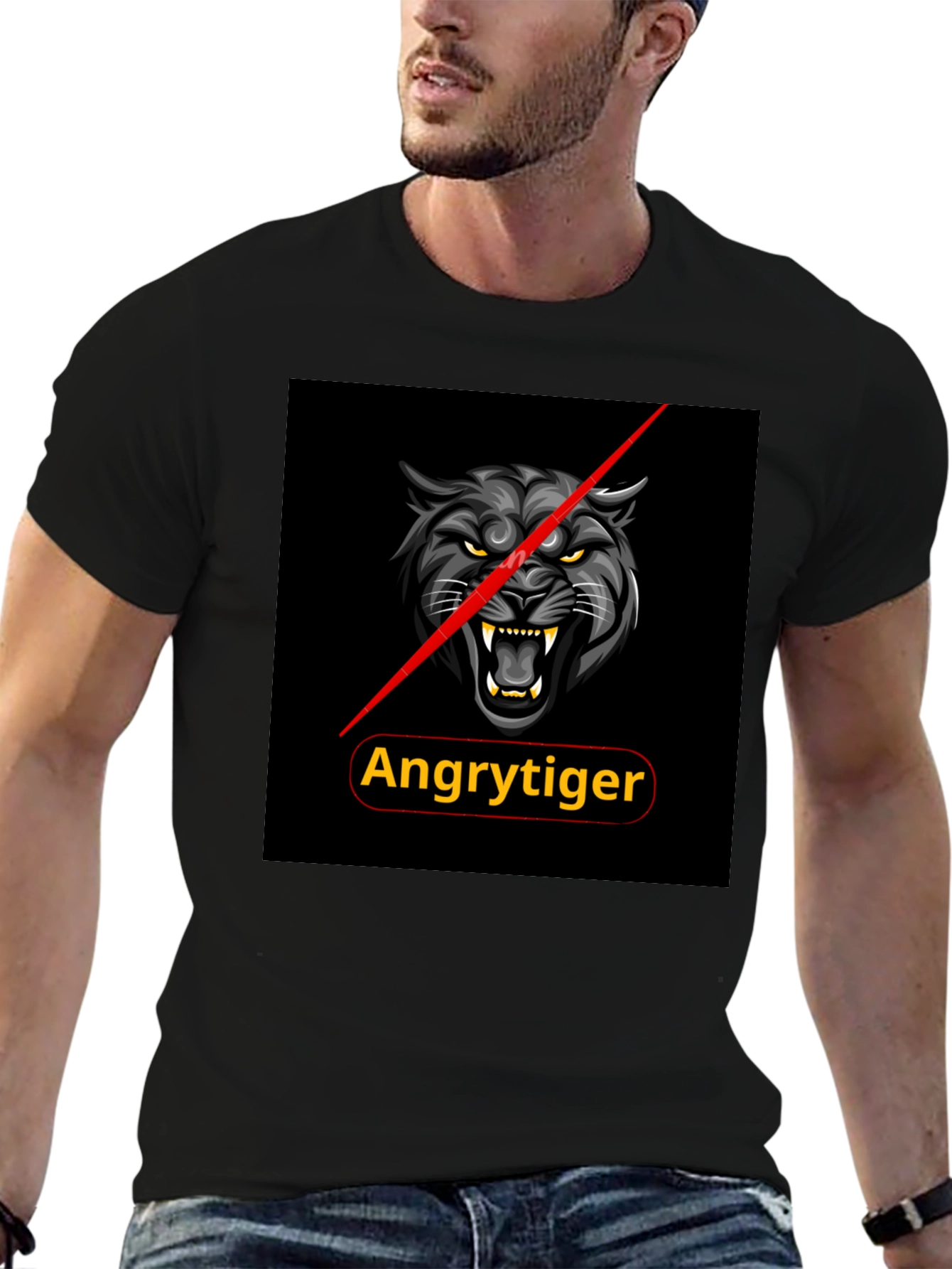Camiseta Negra Angrytiger - Diseño Atrevido