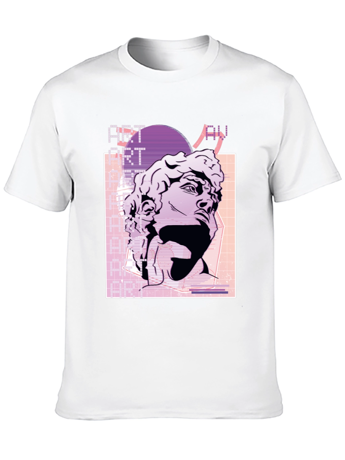Camiseta Negra Estilo Vaporwave con Estatua David