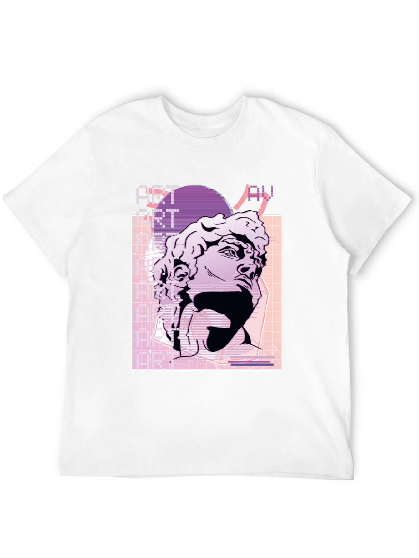 Camiseta Negra Estilo Vaporwave con Estatua David