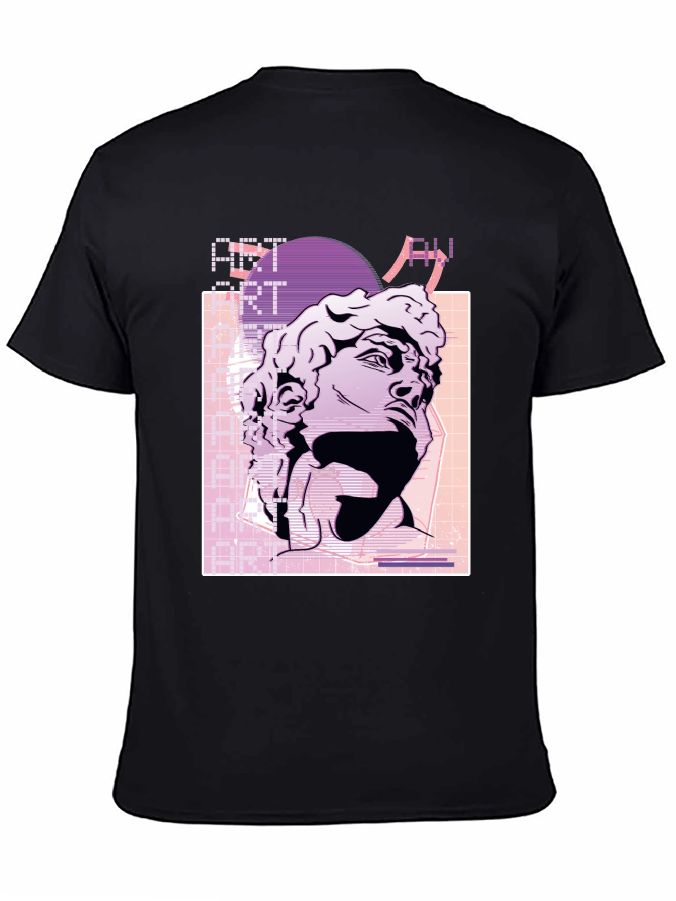Camiseta Negra Estilo Vaporwave con Estatua David