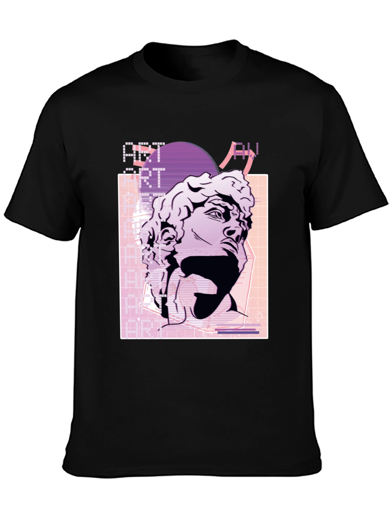 Camiseta Negra Estilo Vaporwave con Estatua David
