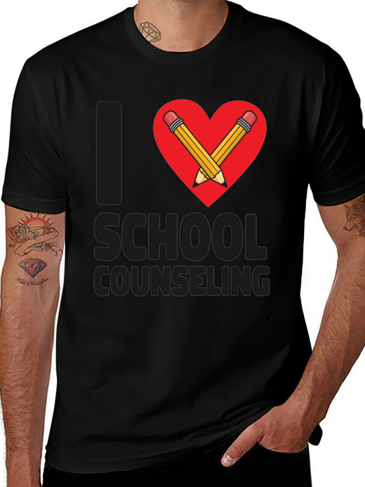 Camiseta Negra I Love School Counseling Diseño Corazón