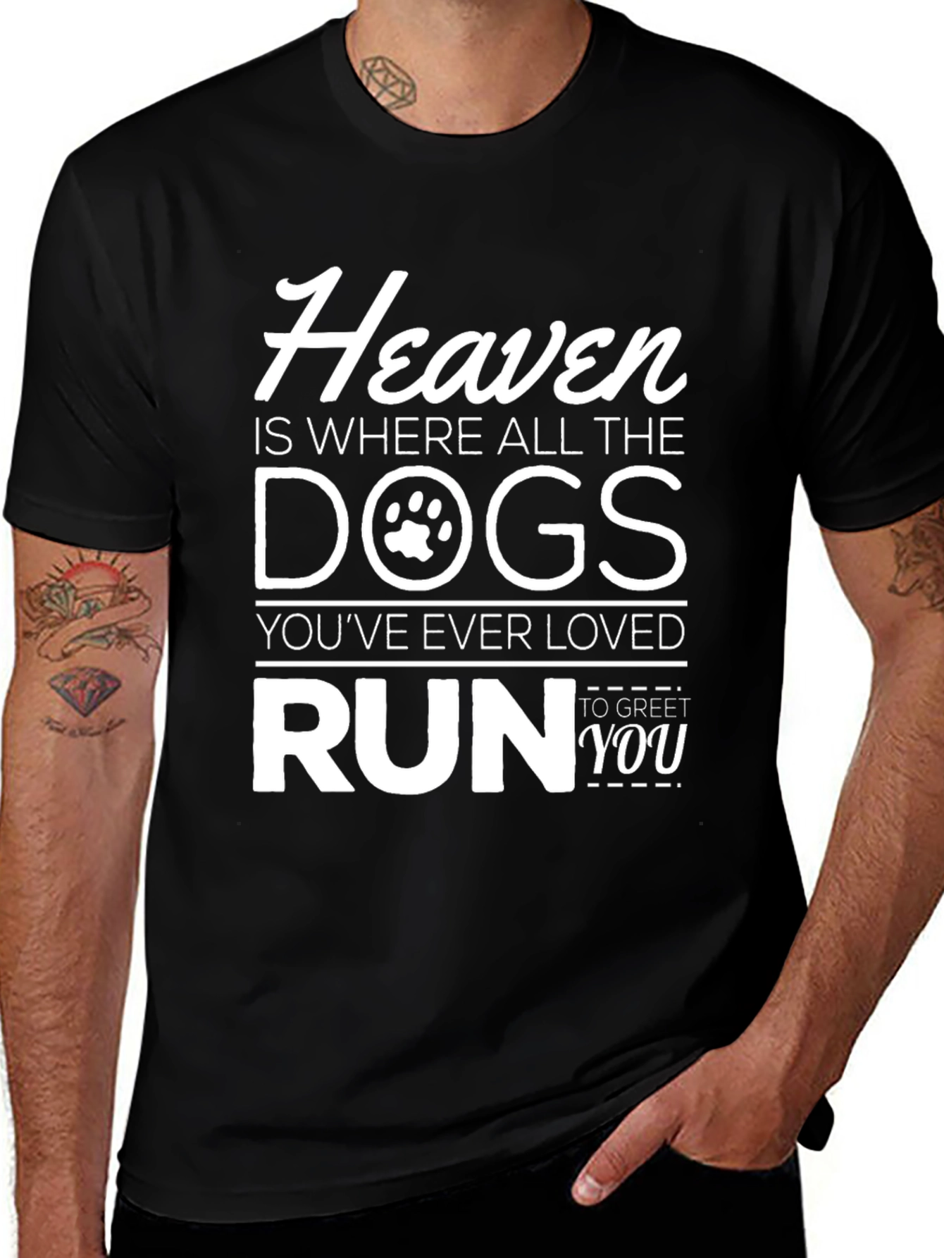 Camiseta Negra Heaven Dogs - Para Amantes de Mascotas