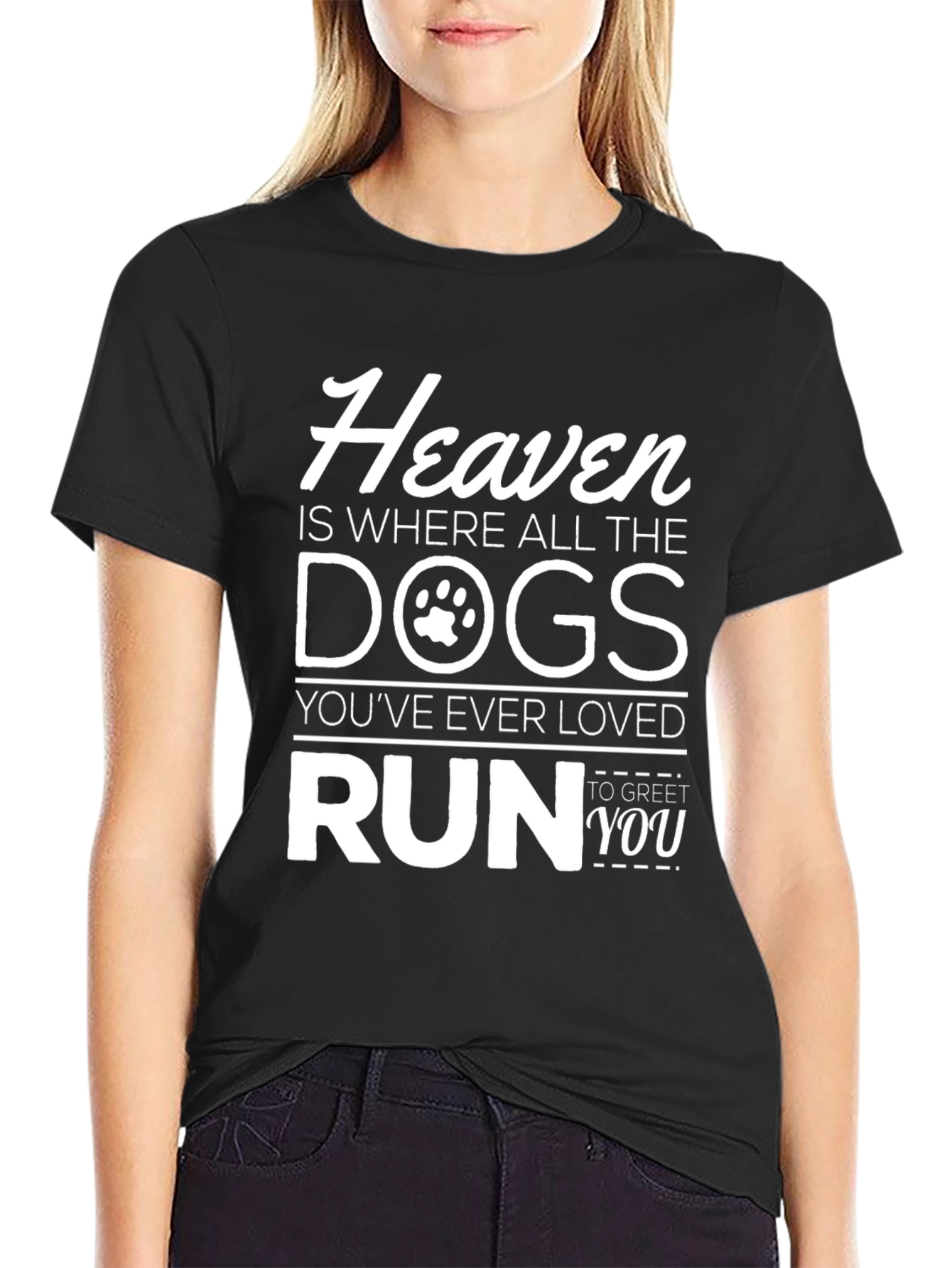Camiseta Negra Heaven Dogs - Para Amantes de Mascotas