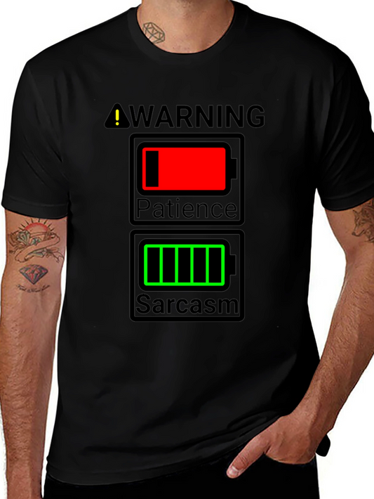 Camiseta Hombre Humorística - ¡Advertencia! Batería Sarcasmo