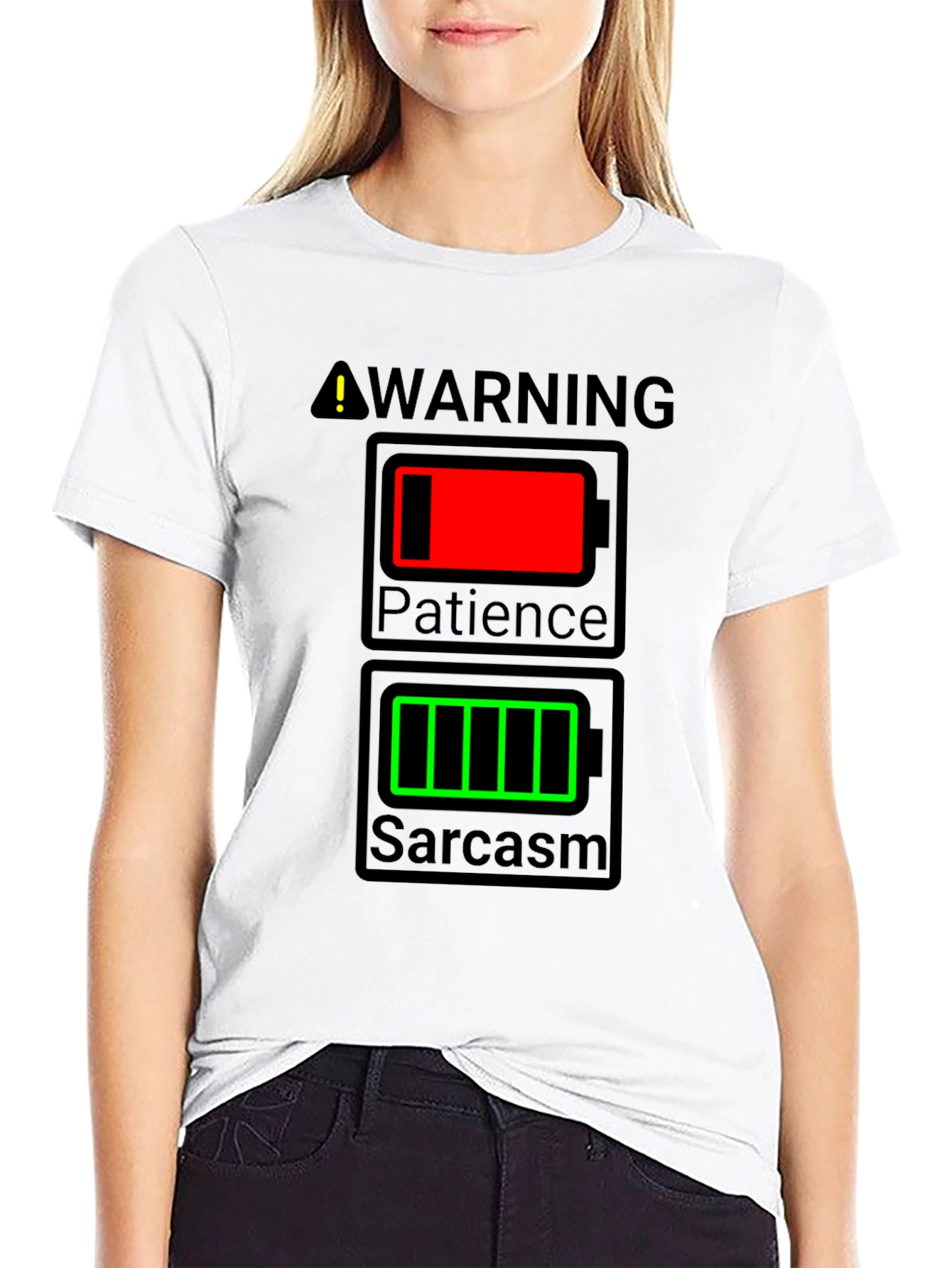 Camiseta Hombre Humorística - ¡Advertencia! Batería Sarcasmo