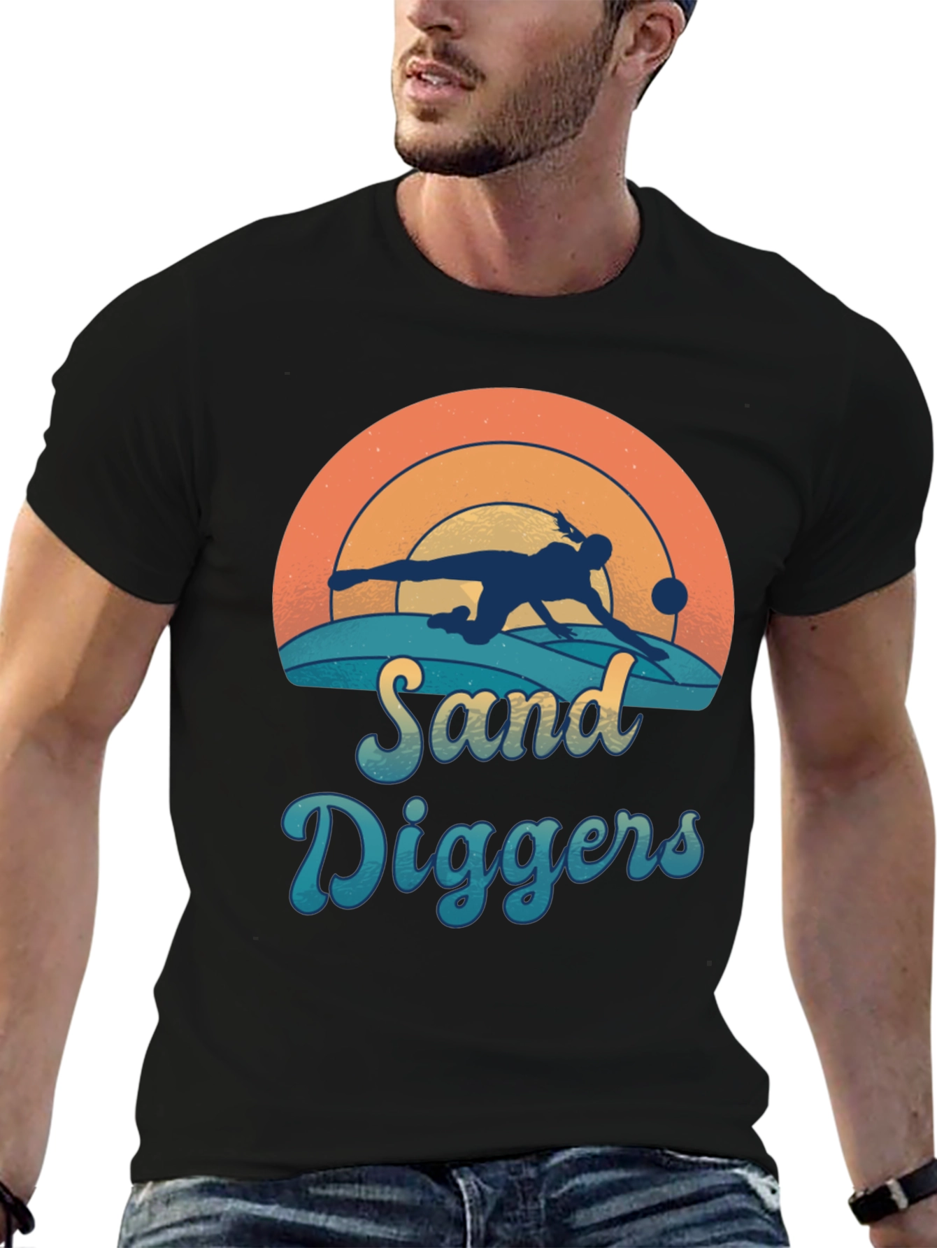 Camiseta Negra Sand Diggers Estilo Retro