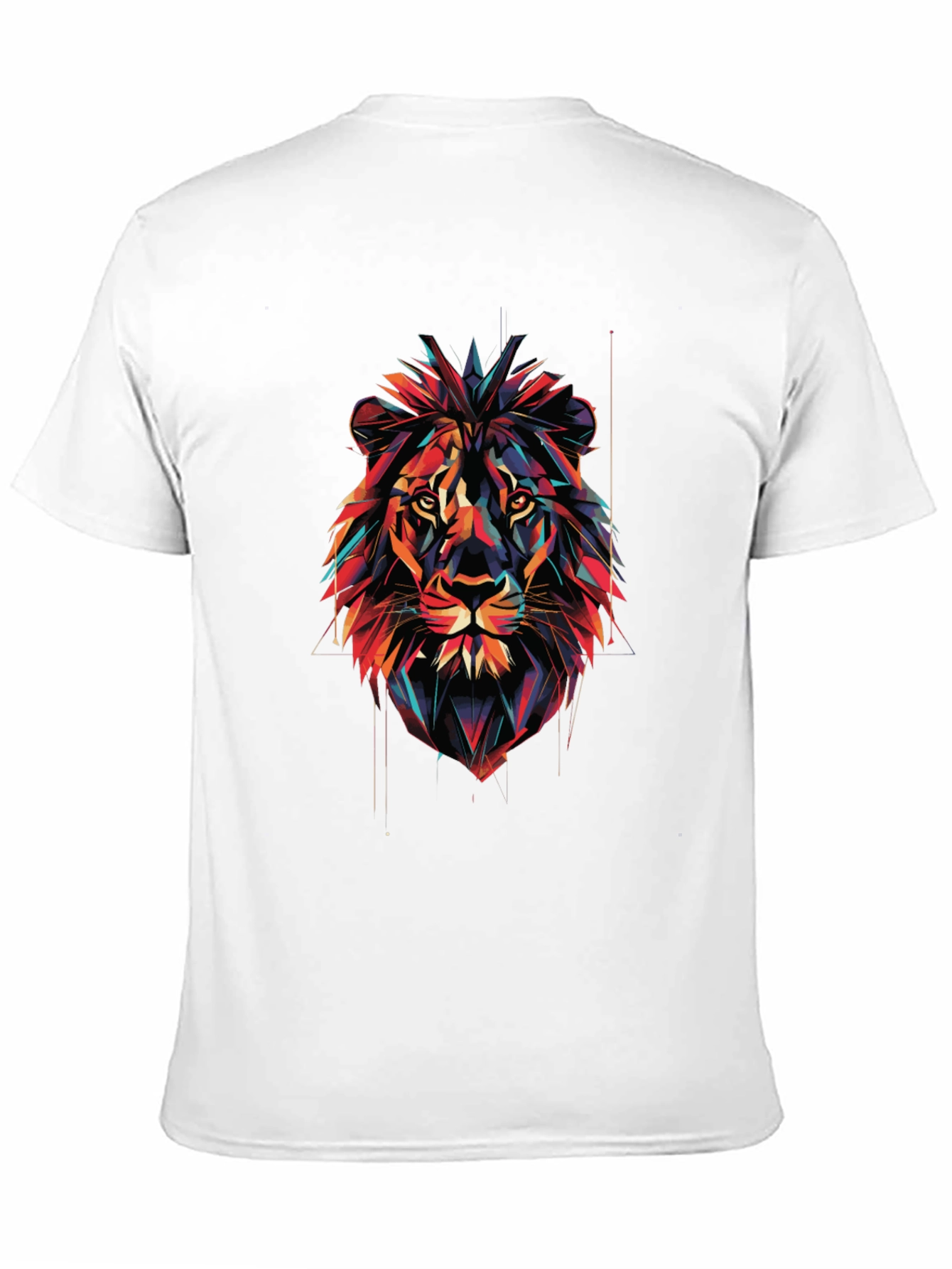 Camiseta Negra con Diseño de León Abstracto