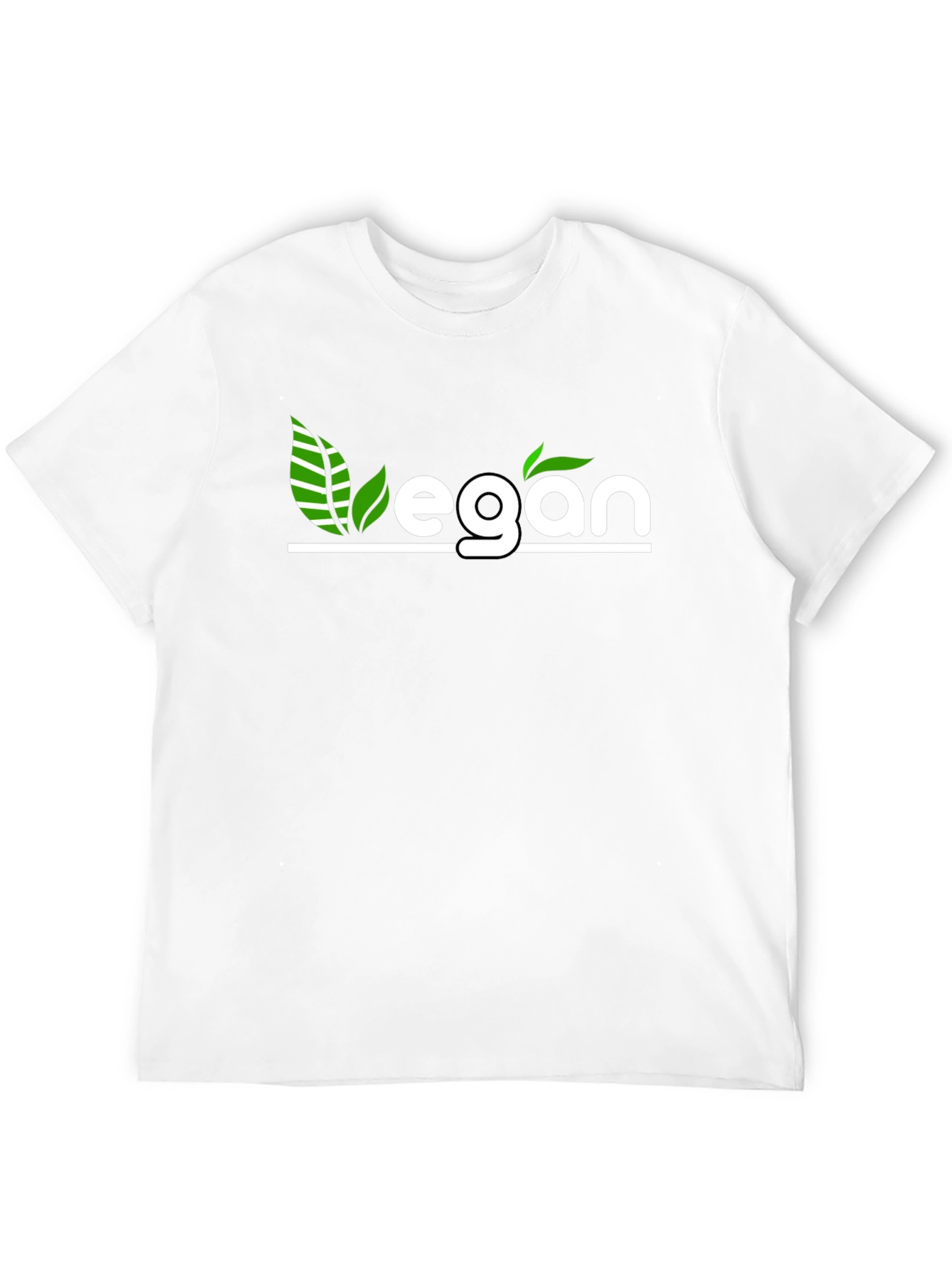 Camiseta Negra Vegana con Diseño de Hojas Verdes