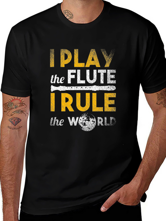 Camiseta Negra: Yo Toco la Flauta Yo Domino el Mundo